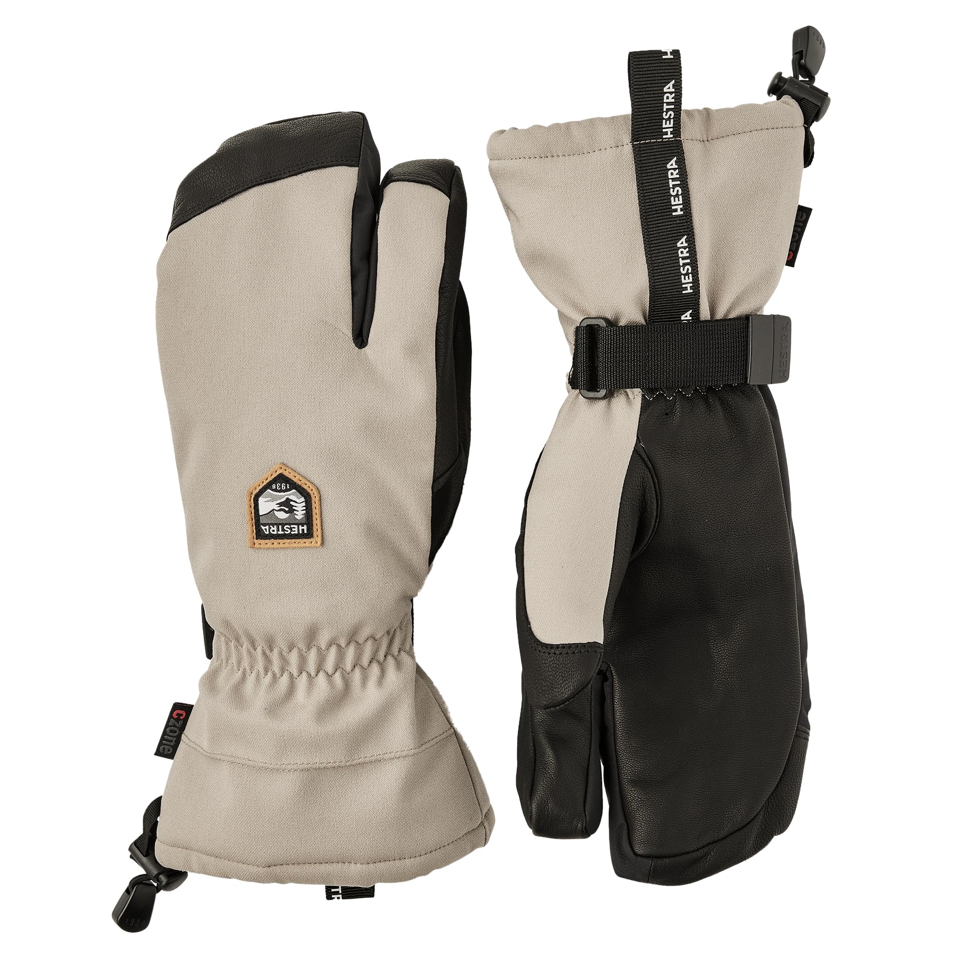 Hestra Unisex CZone Mountain 3-Finger Glove, Waterproof, Windproof Leather Alpine Ski Glove for Men & Women