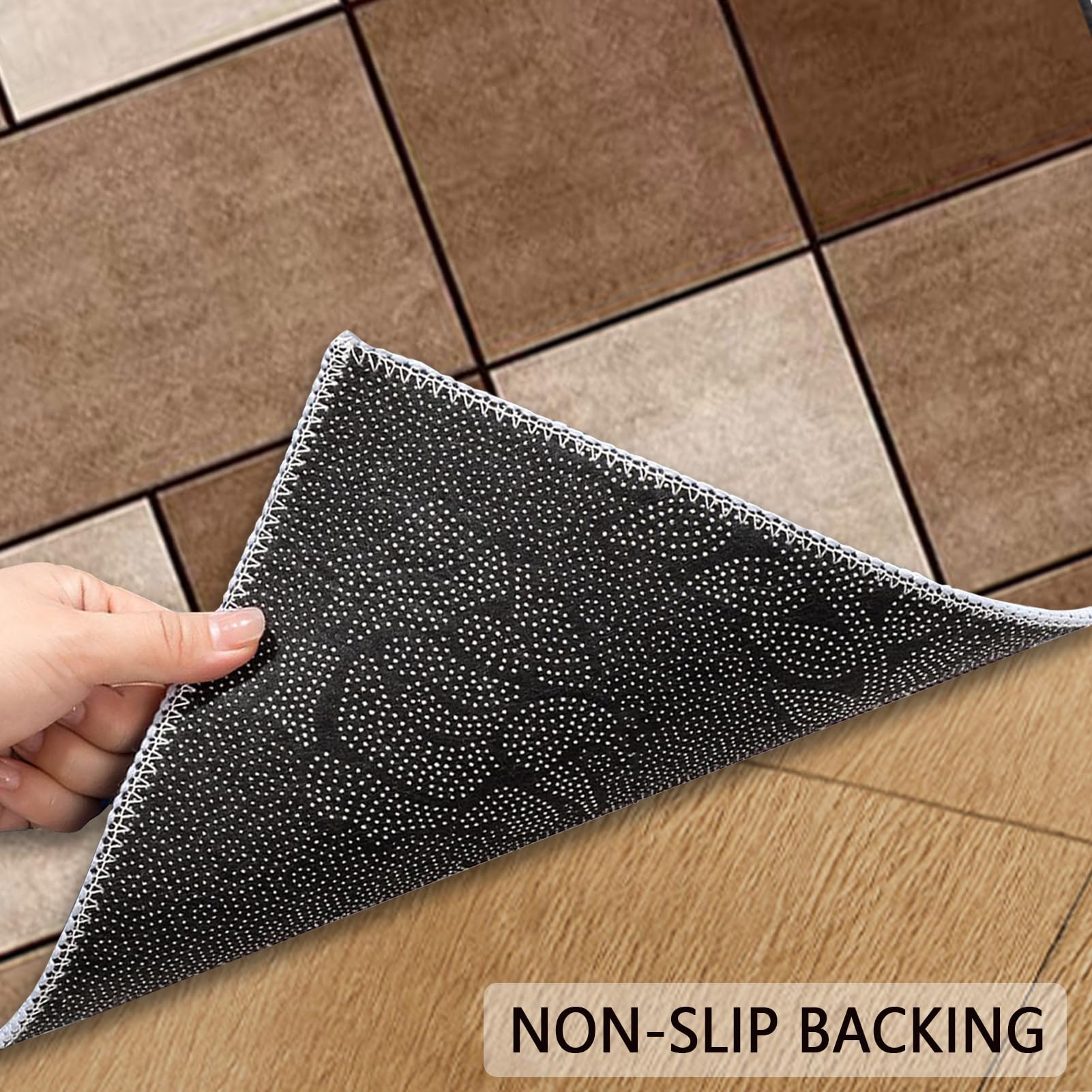 Teppich Läufer Flur Lang 90 x 200 cm, Teppich Wohnzimmer, Modern Waschbarer Teppich, Küche rutschfest Teppich, Teppich Läufer Flur für Küche, Terrasse & Wohnraum