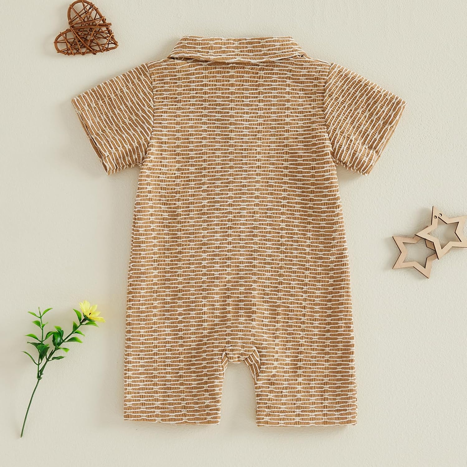 BemeyourBBs Newborn Baby Boy Summer Clothes Short Sleeve Dress Shirt Romper Button Jumpsuit Gentleman One Piece Outfit - Image 5