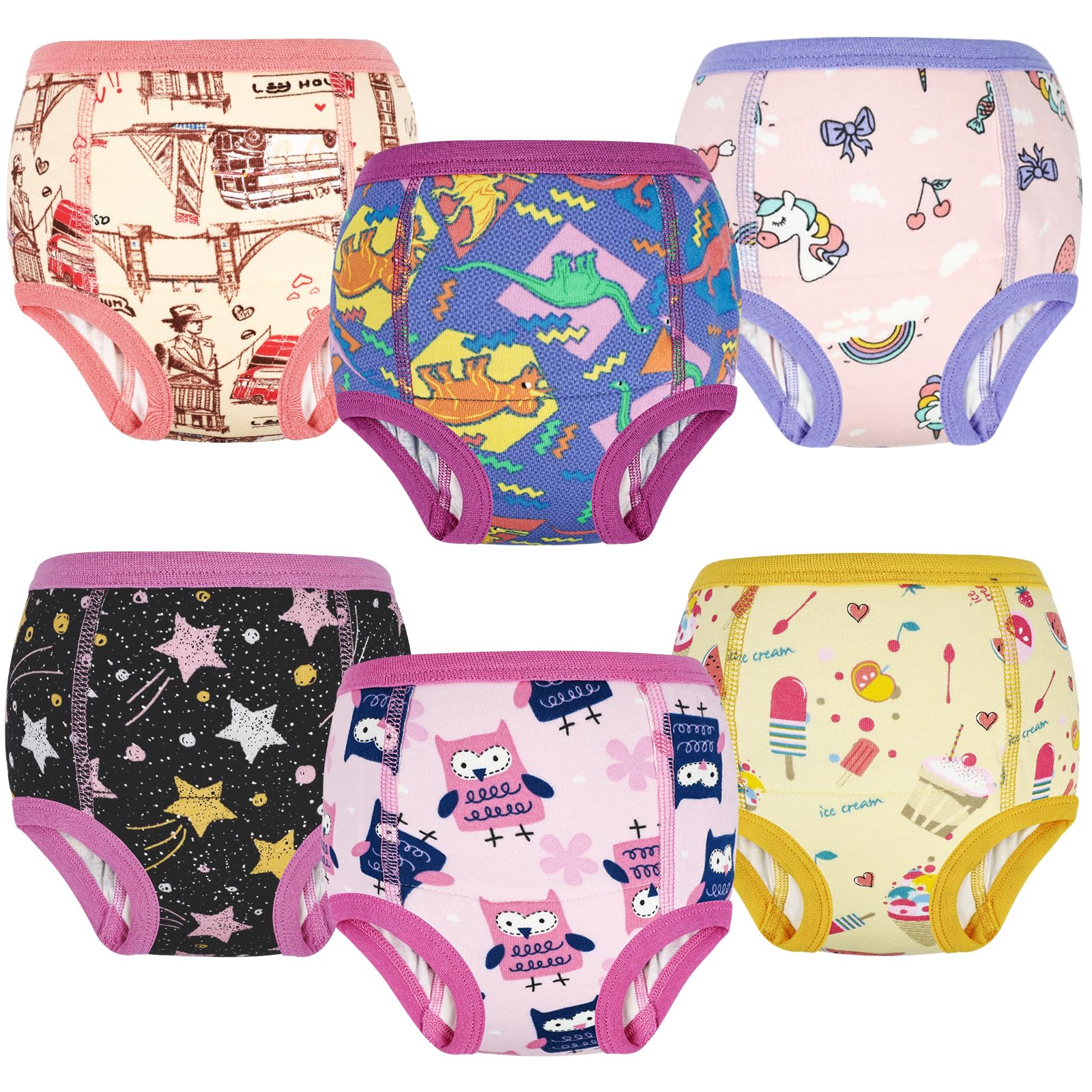 FLYISH DIRECT Culottes Apprentissage Propreté Garçons 100% Coton, Paquet de 6 Culottes d'Apprentissage Réutilisables Enfant, Culottes Apprentissage Garçons et Fille Absorbants, Colorée, 8 Ans