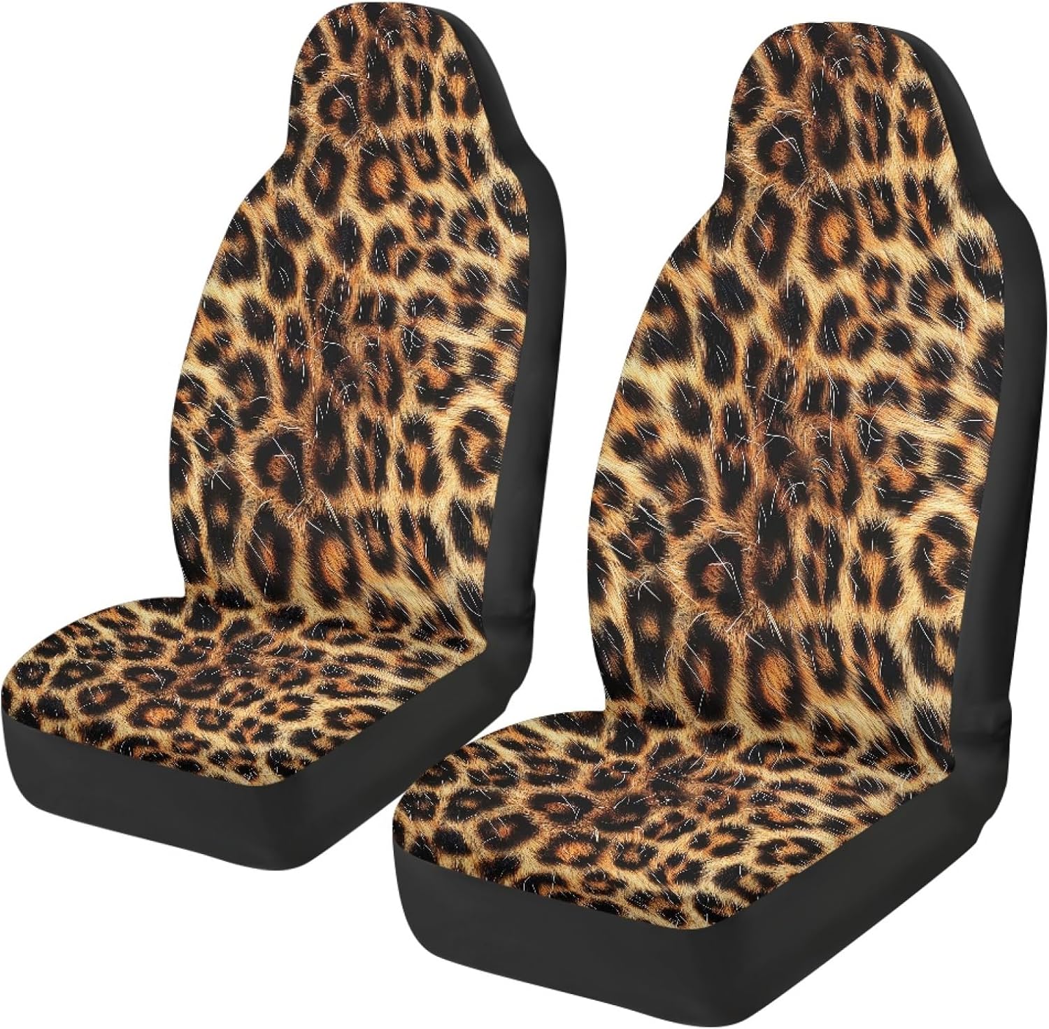 CLOHOMIN 2 Pieces Classical Leopard Print Car Seat Cover for SUV Sedan Truck Brown Wild Animal Skin Design Automotive Seat Covers Front Only Vehicle Decor Accessories