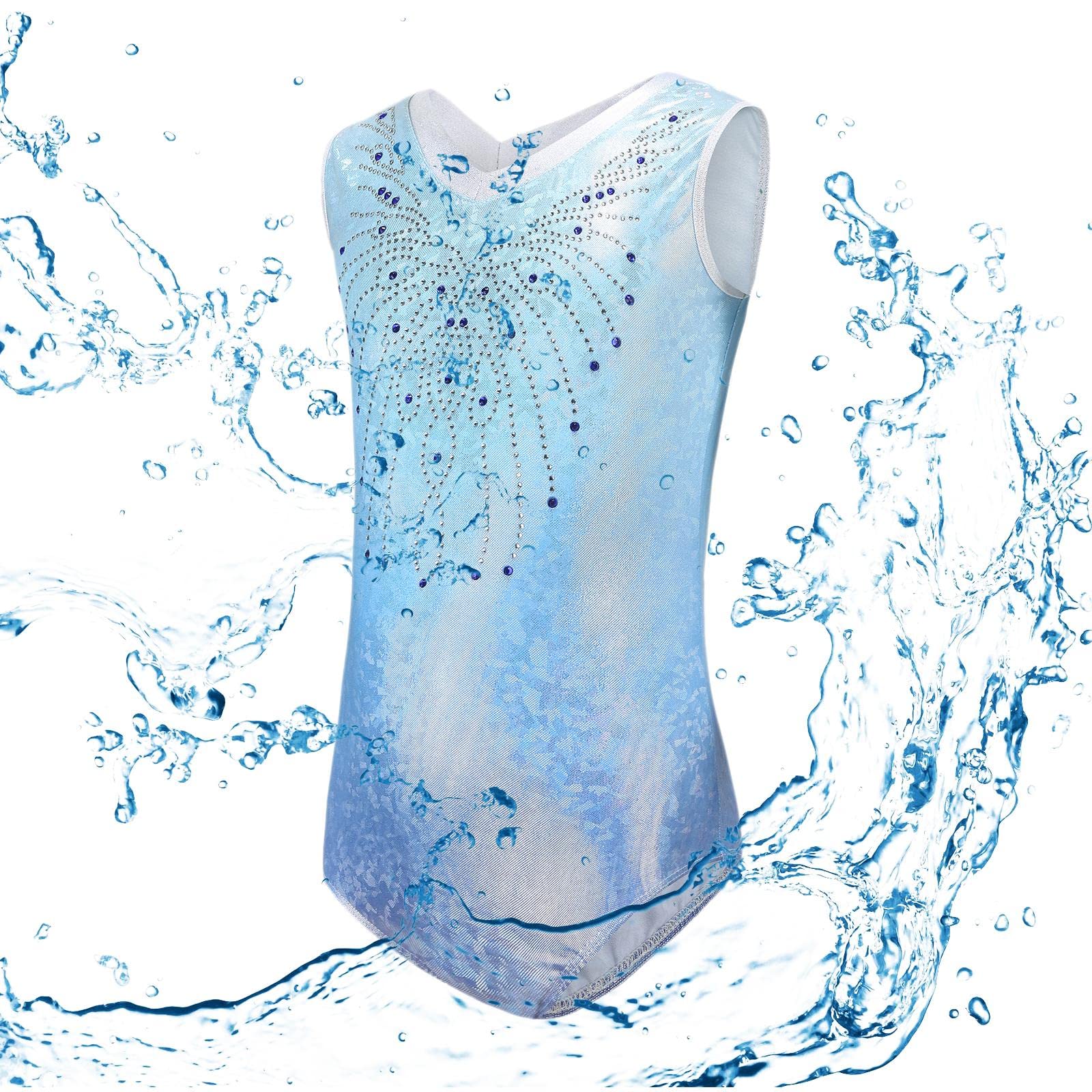 Justaucorps de Gymnastique Fille Élégant avec Brillants Danse Combinaison Sportive Vêtement Polyester Confortable Adapté Aux Spectacles
