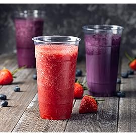 Crystal Clear PET Cups for Iced Coffee,Milkshake, Cold Drinks, Slush, Smoothy\'s, Slurpee, Ice cream, Dessert, Party\'s, Plastic Disposable Cups (50, 32 oz)