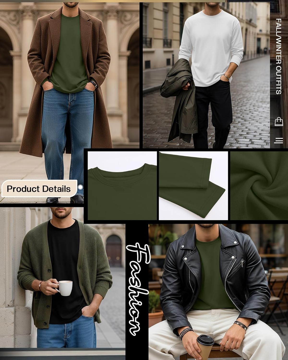 3 Pcs Mens Big and Tall Thermal Shirts Long Sleeve Crew Neck Base Layer Casual Fleece Plus Size Warm Sweatshirts - Image 5