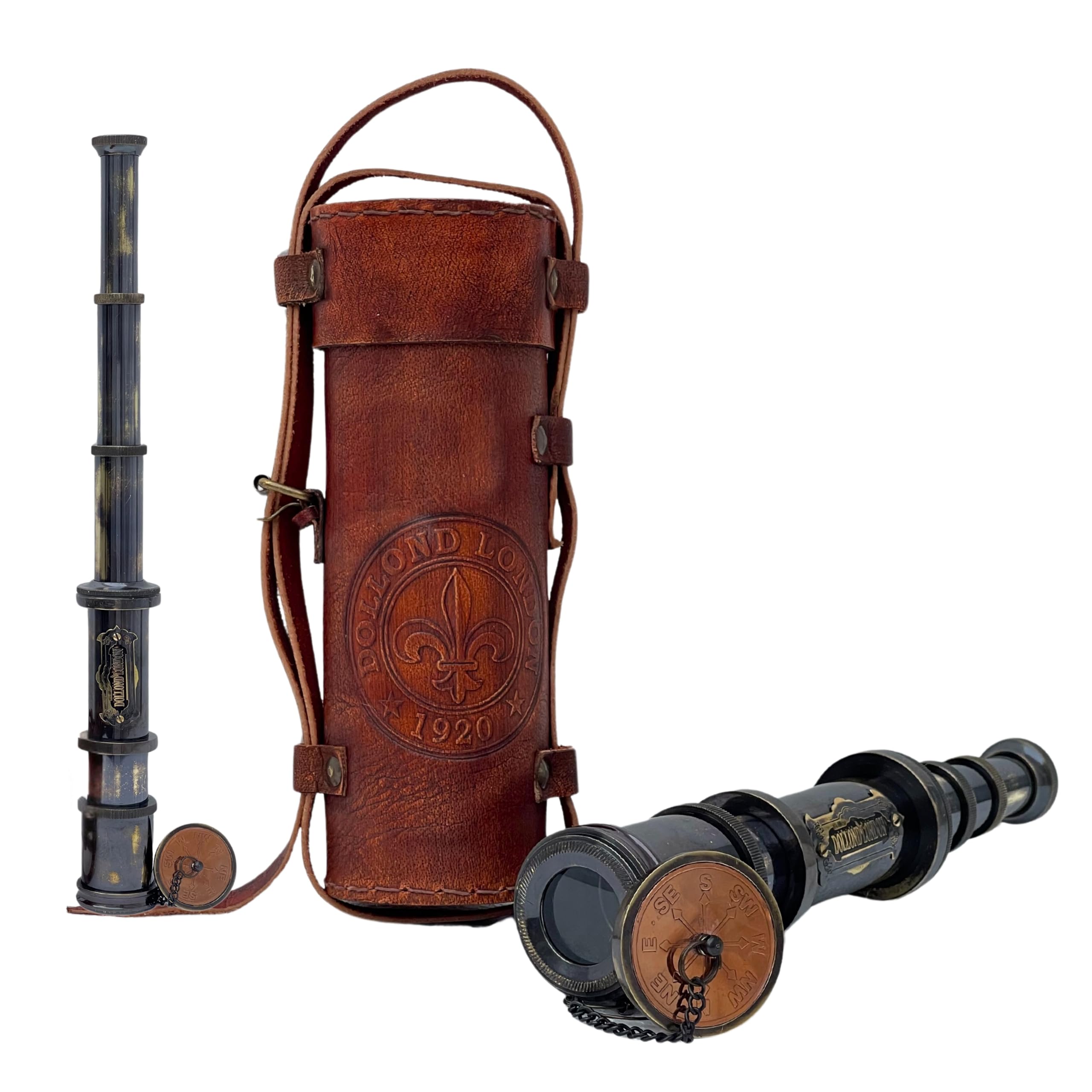 Vintage Royal Navy Functional Telescope | Brass Made | Glass Optics and High Magnfication | Kid's Telescope | Camouflage Finish | 17 inch Long | Handheld Antique Style | Nautical Home Décor Gift