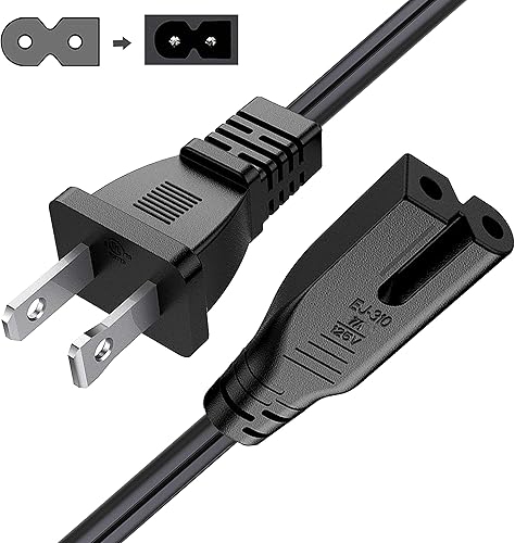 BICMICE Cable de alimentación polarizado extra largo de 2 clavijas de 15 pies para Vizio-LED-TV Smart-HDTV E-M-Series Barra de sonido Adaptador de 2