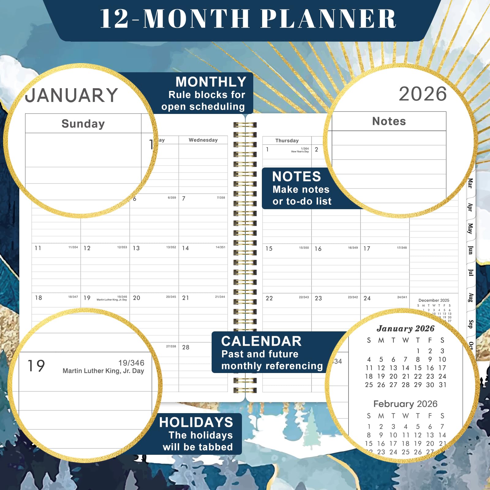 Snapklik.com : 2026 Planner - JAN 2026 - DEC 2026, Planner 2026, 8 X 10 ...