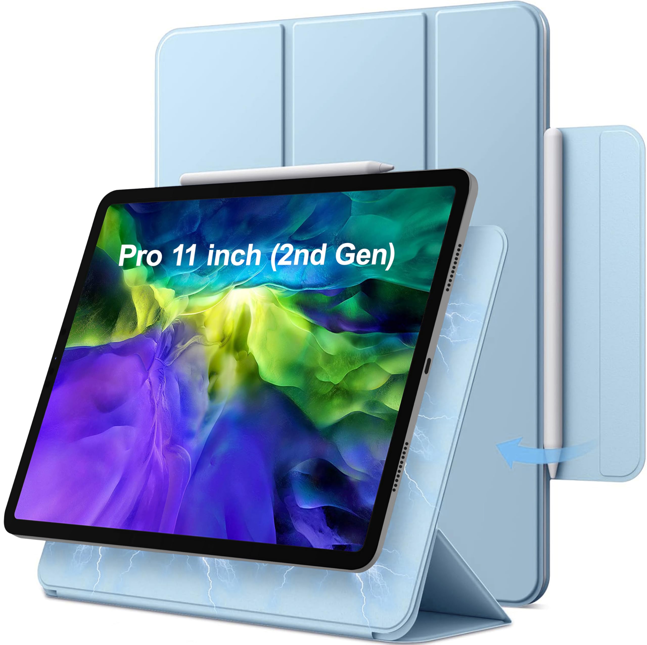 TGK Slim Trifold Magnetic Case for iPad Pro 11 inch 2nd Gen 2020 Cover Magnetic Attachment with Auto Wake/Sleep (Sky Blue) (B0DGVBZ5XY) Amazon Price History, Amazon Price Tracker