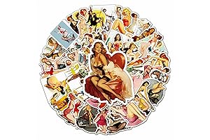 50 Pack Retro Girl Stickers, Vintage Beauty Girls Vinyl Stickers for Laptop and Phone