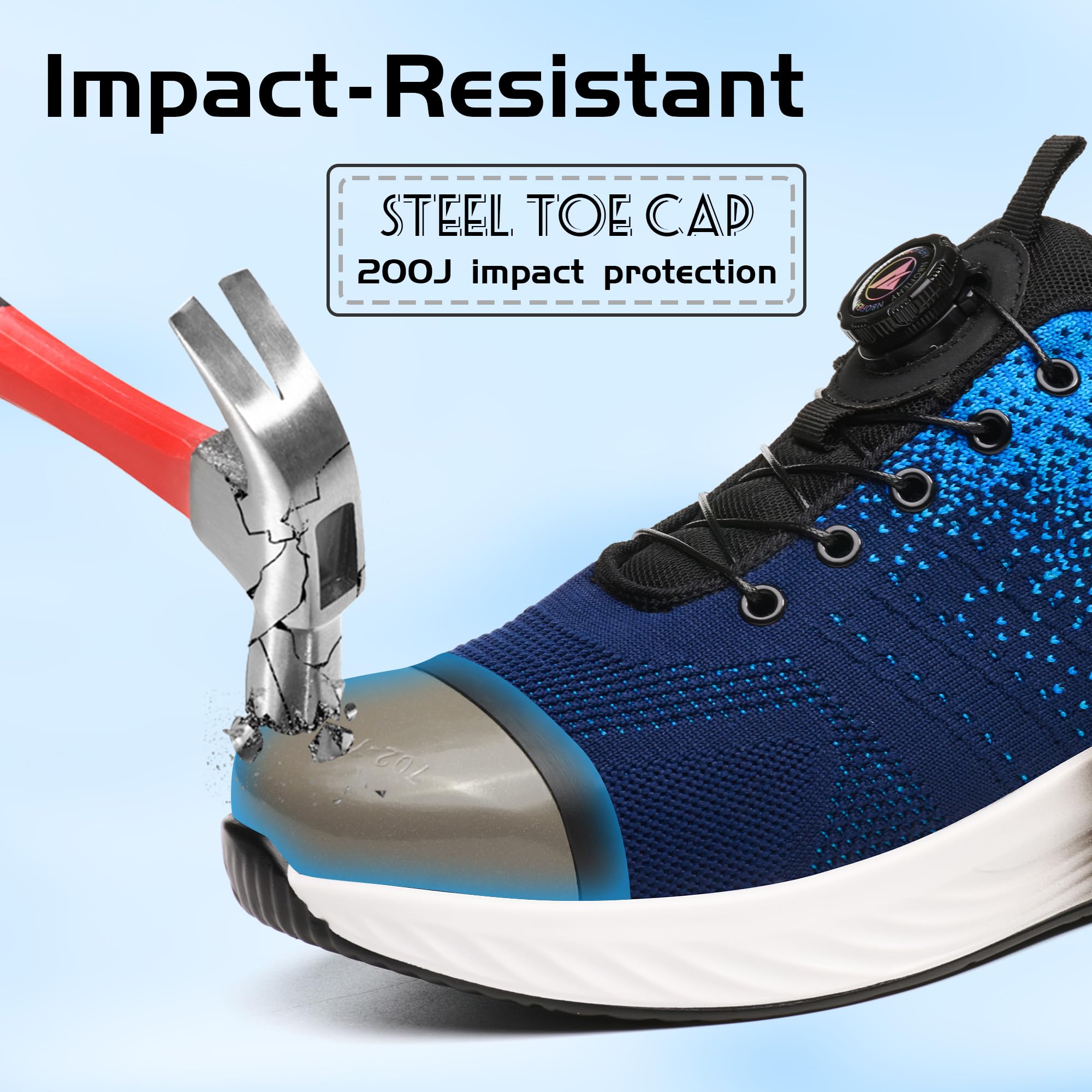 Zapatos de Seguridad Hombre Mujer Ligero Zapatillas de Trabajo Antideslizante Transpirable Zapatillas de Seguridad con Puntera de Acero Comodo