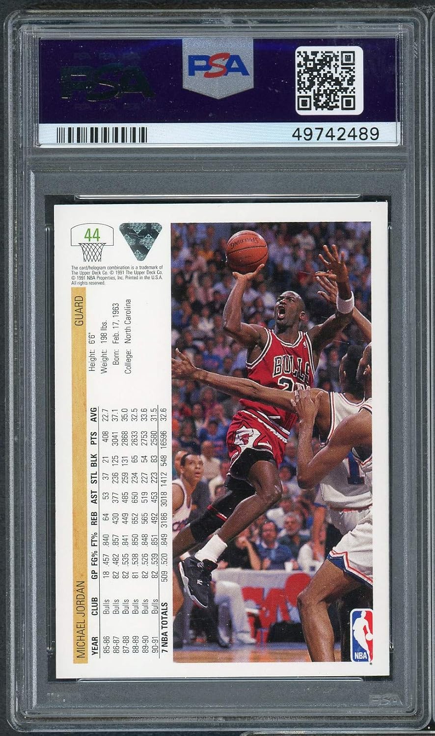 1991 Upper Deck Michael Jordan Basketball Cards #44 PSA 9 (Cert #49742489) Mint Authenticated Collectible by Powers Sports Memorabilia