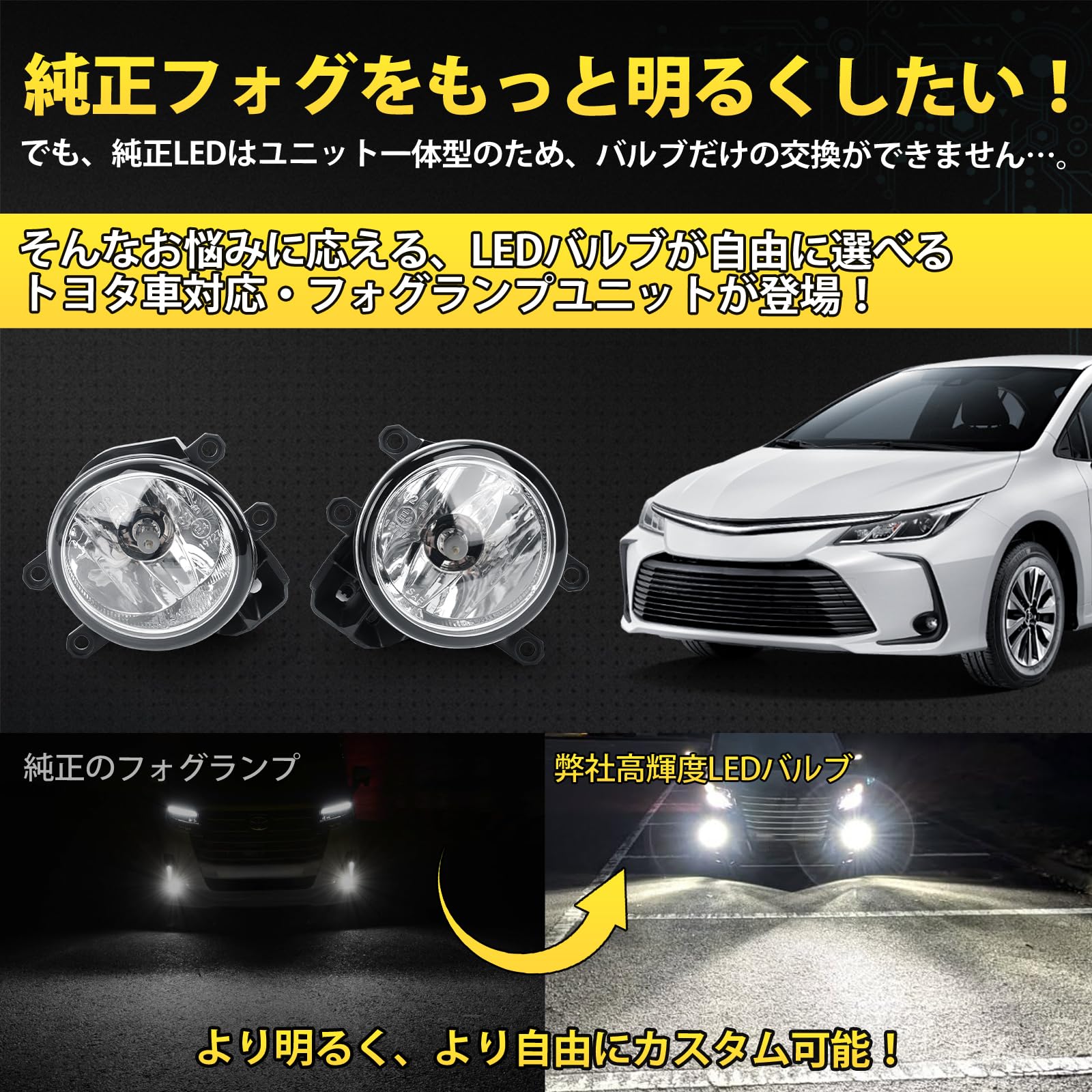 Amazon | Perrace フォグランプ ユニット トヨタ車対応 フォグユニット