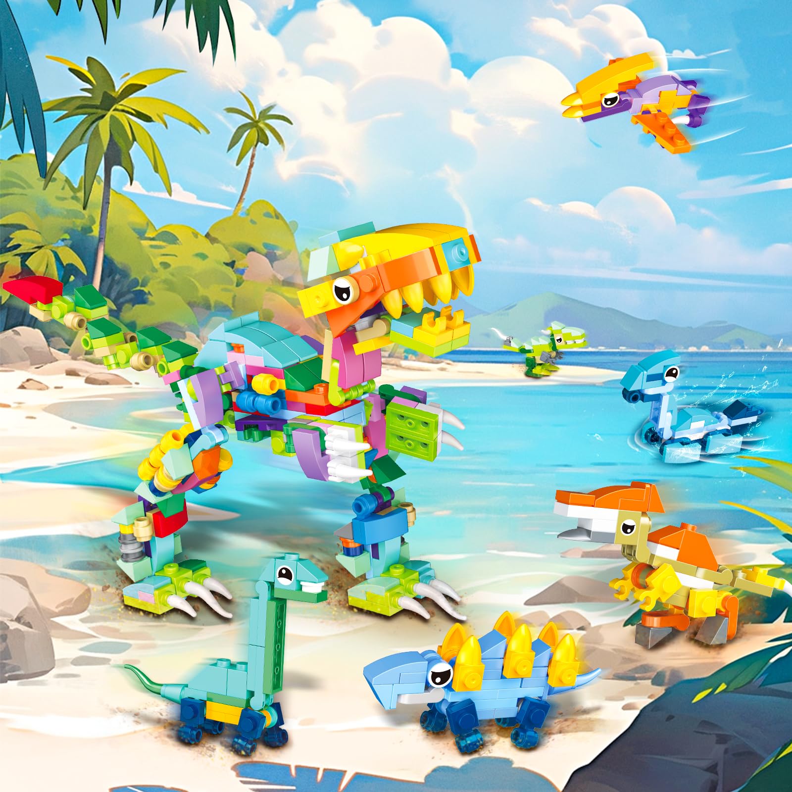 Cadeaux Anniversaire Enfants – 12 Mini Kits De Construction Animaux (requins, Dinosaures, Licornes, Noël) - 4