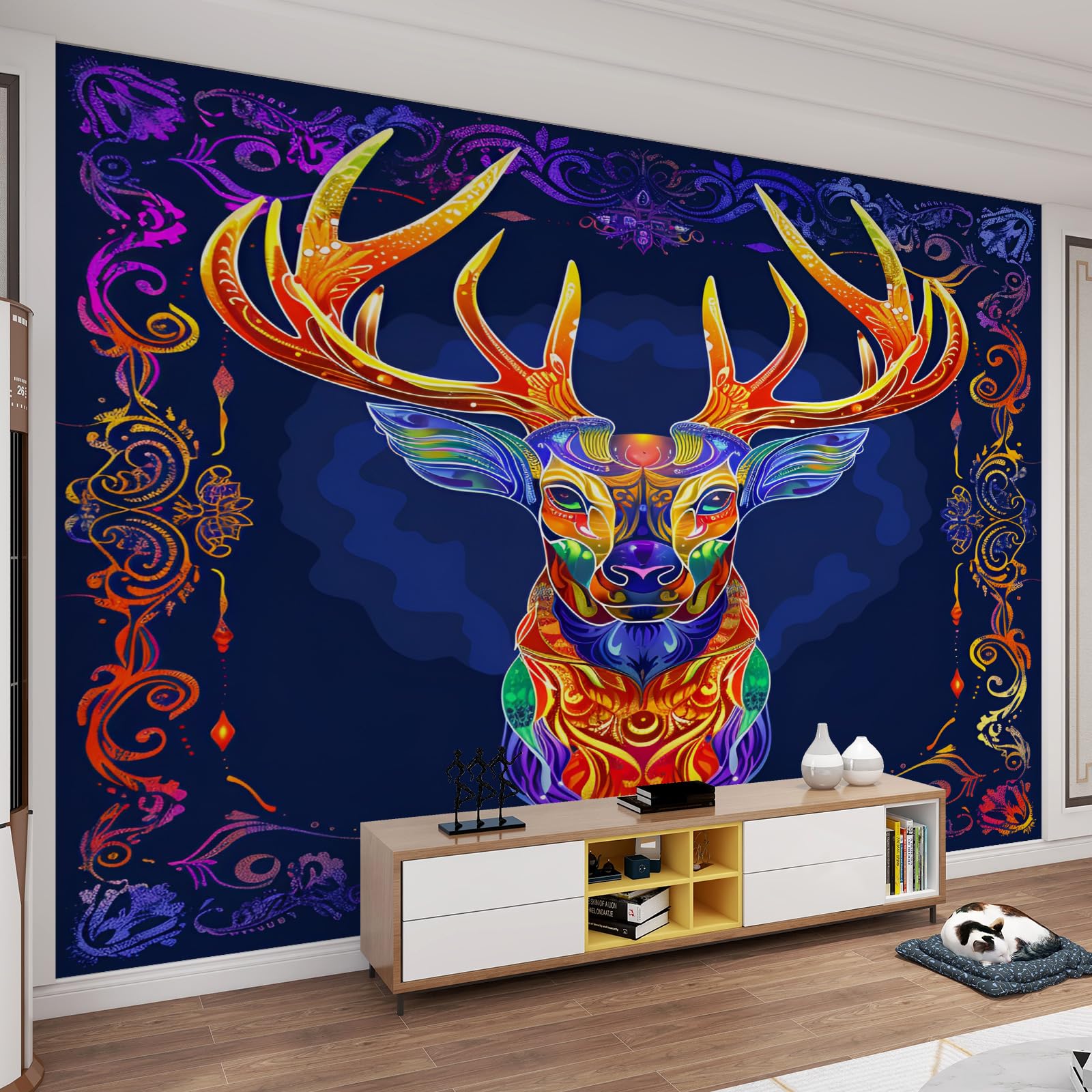 Papier peint mural cerf bohème pour habiller un grand bureau