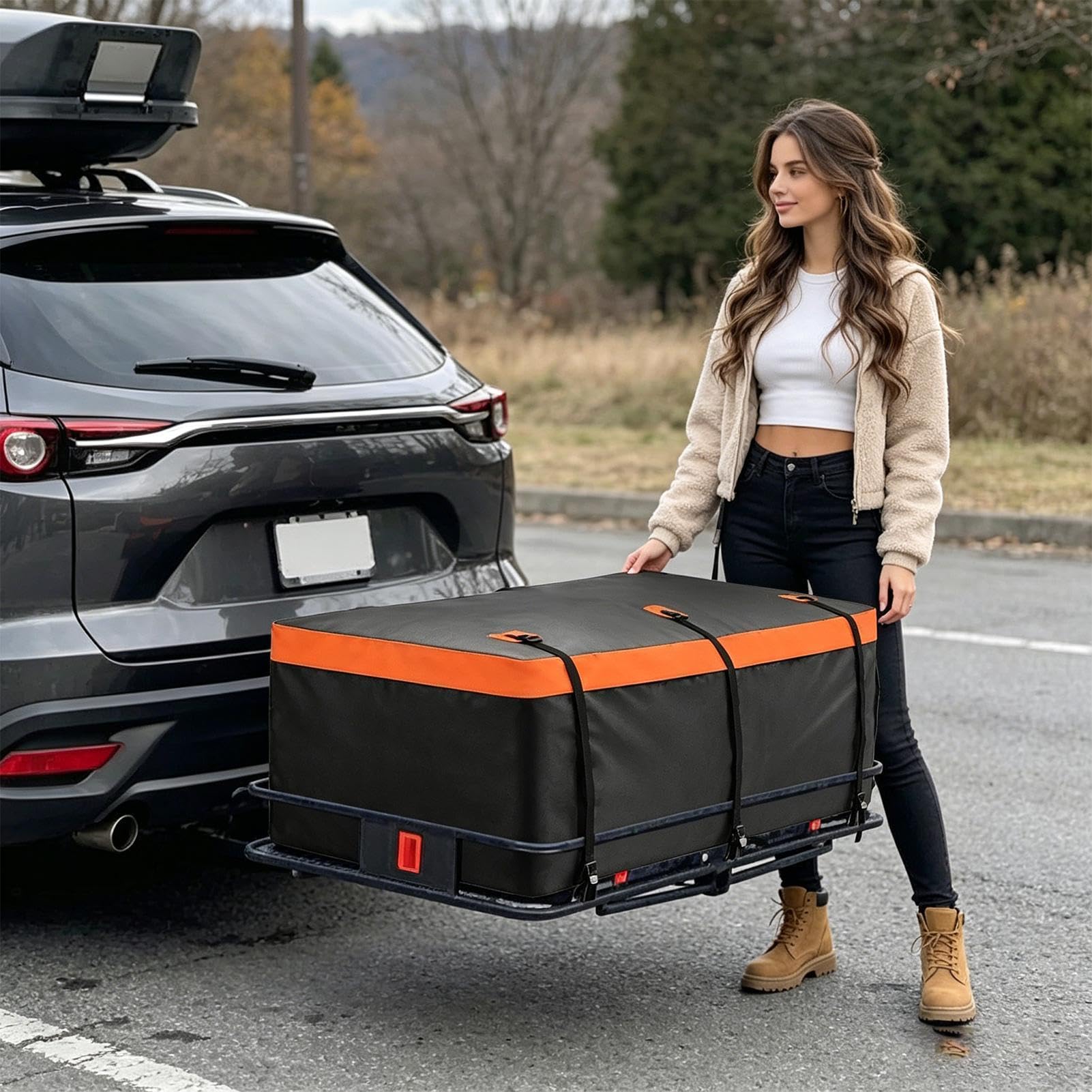 Borsa Da Carico Per Gancio Traino 550 L Contenitore Pieghevole Impermeabile | Borsa Da Carico Con Gancio Traino Adatto a Camion Auto Automobile Rimorchio Cestelli Bagagli Viaggio su