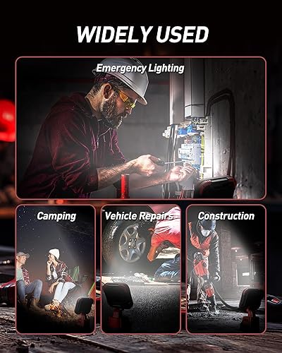 Miniatura 7 de EEFOW Luz de trabajo para Milwaukee m18 Batería portátil 68W 6800LM batería inalámbrica 18v linterna de inundación LED, cabezal ajustable de 140 con