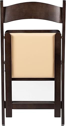 Miniatura 7 de EMMA + OLIVER Silla plegable de madera de chocolate con asiento acolchado de vinilo desmontable