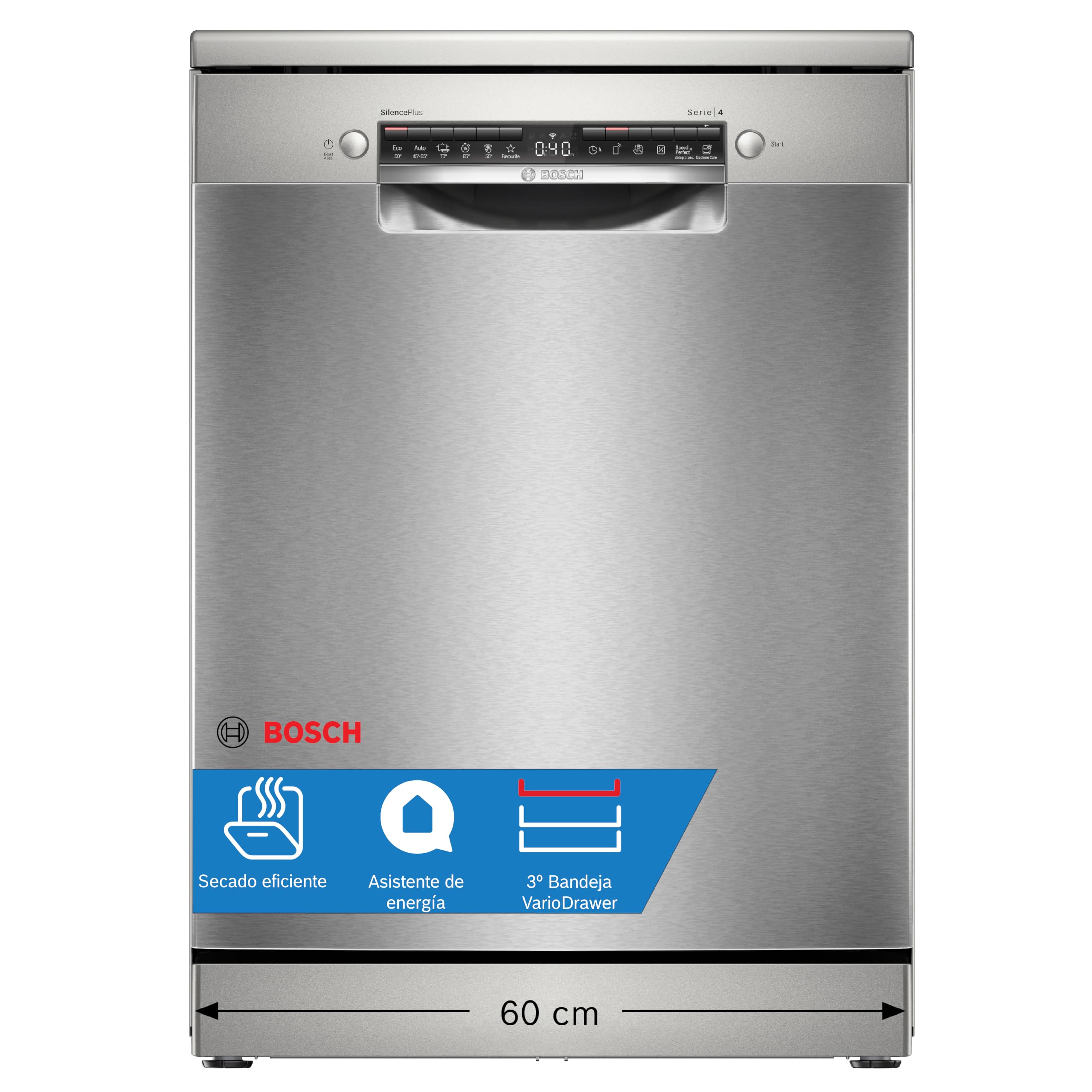 Bosch - Dishwasher Free Installation, 60 cm, Series 4, Home Connect, EcoSilence Motor, Steel, SMS4EMI06E
