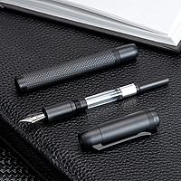 Vista 26 de Jinhao 92 Silver Black Fountain Pen Medium Nib, Solid Metal with Converter Smooth Writer Calligraphy Pen