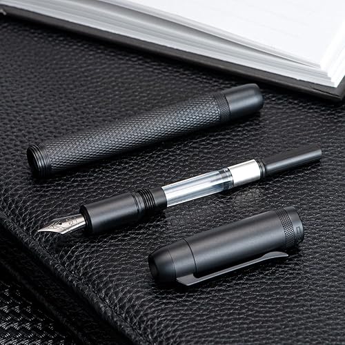 Miniatura 5 de Jinhao 92 - Pluma estilográfica negra de punta fina, metal sólido con convertidor, lápiz de caligrafía
