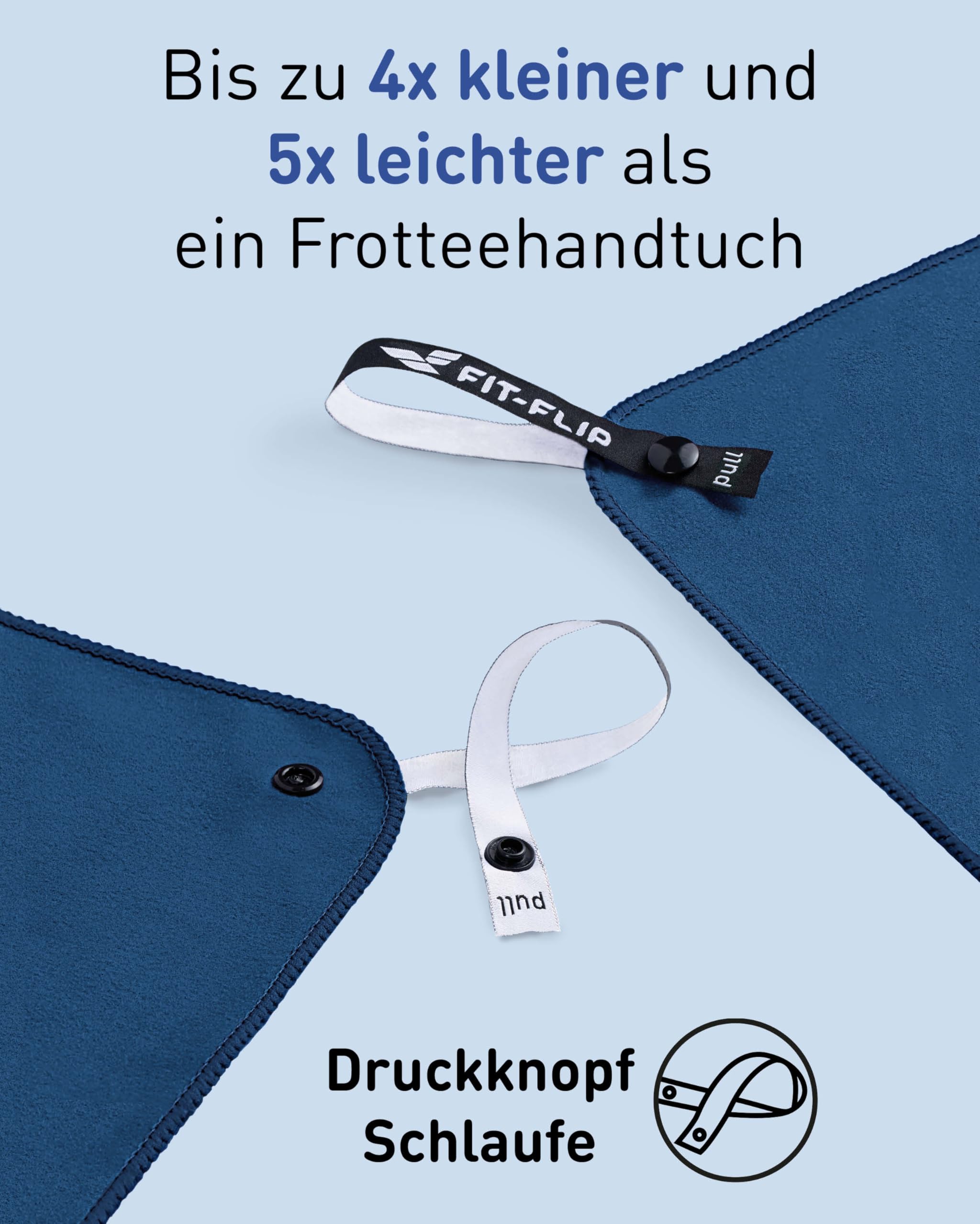 Fit-Flip Mikrofaser Handtuch - kompakte Microfaser Handtücher - ideal als Sporthandtuch, Reisehandtuch, Strandtuch - schnelltrocknend und leicht - Badetuch groß - Sport, Fitness, Sauna