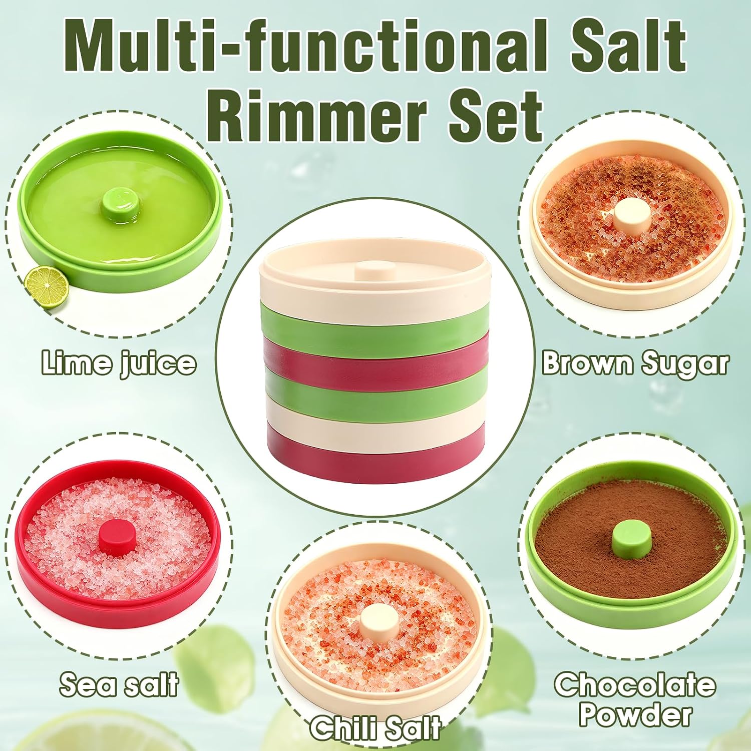 Margarita Salt Set 6-Tier Can hold Lime Juice Salt and Sugar image 4