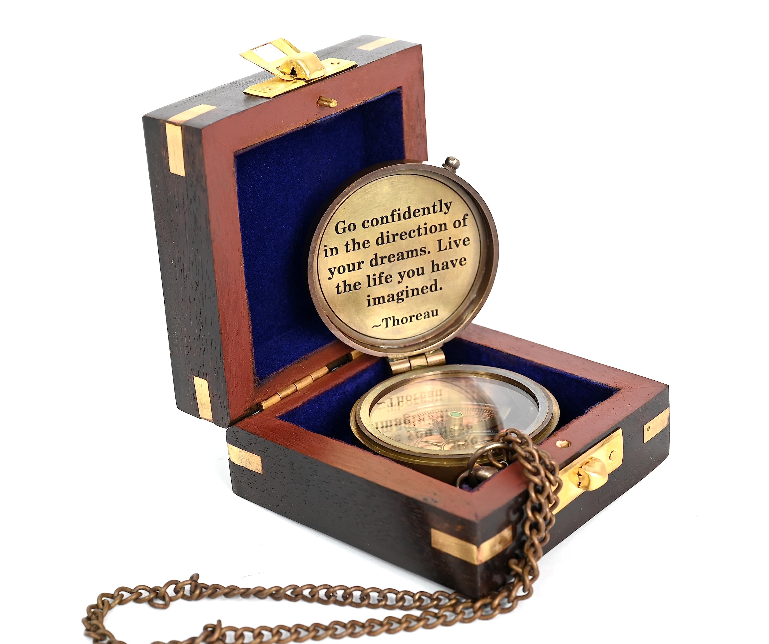 Brass Nautical - Thoreau's Go Confidently Brass Compass, Gift for Graduation, Confirmation Day, Baptism, New Year Gift, Birthday, Anniversary, Communion, Camping Gift