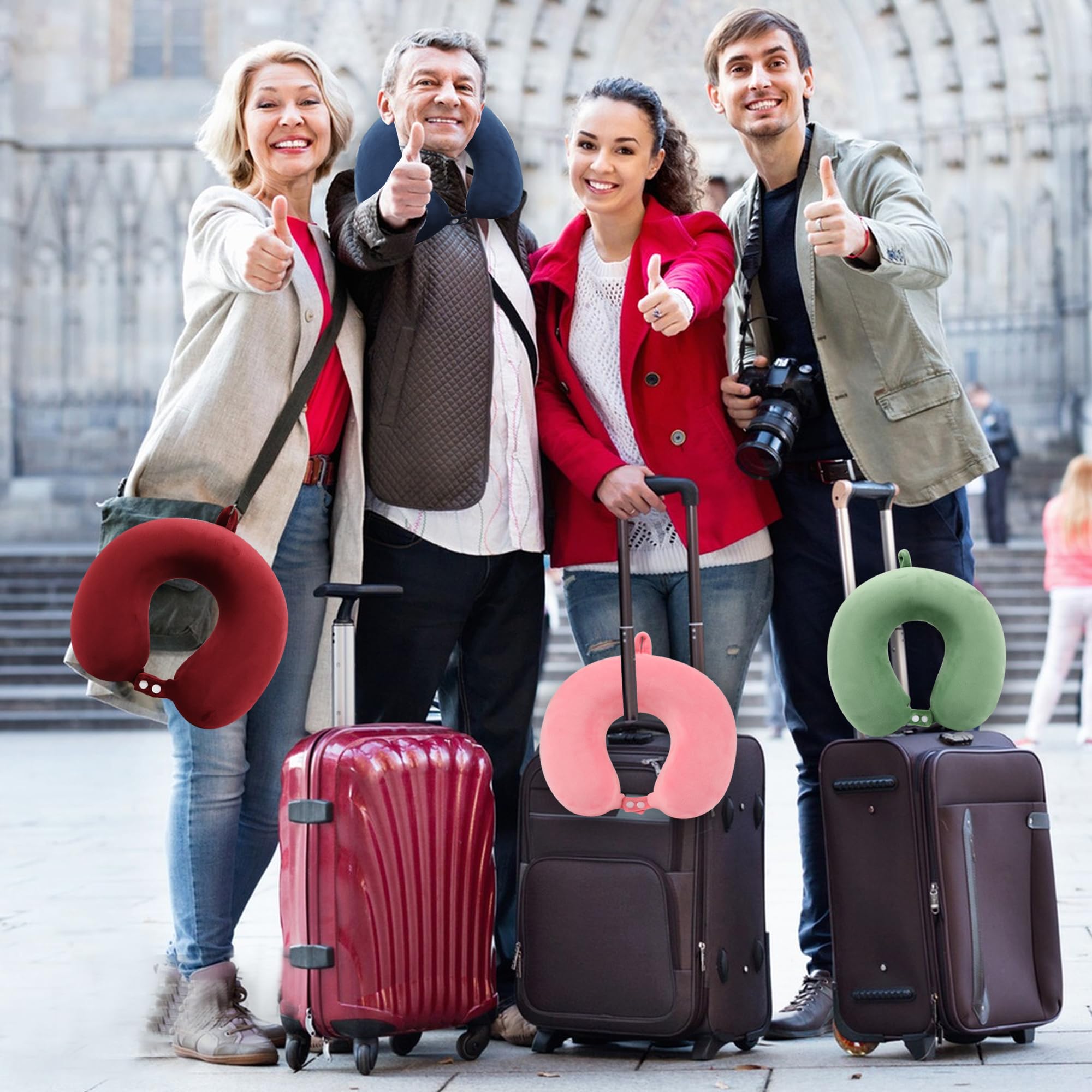 Sexysamba Pure - Set di cuscini da viaggio in memory foam per adulti, comodo e rimovibile, lavabile in lavatrice, cuscino di supporto per il collo, kit da viaggio in aereo con mascherina per gli