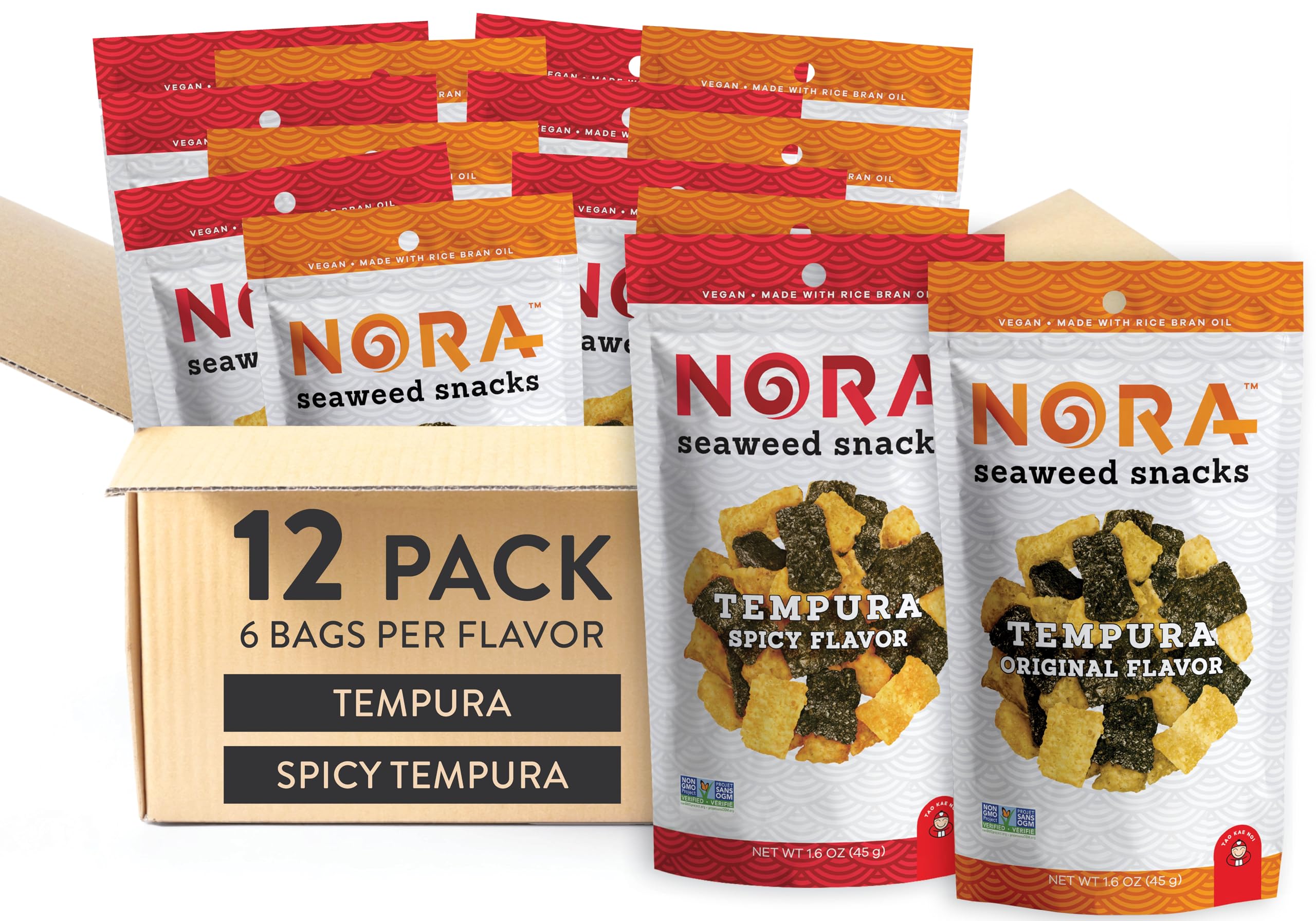 Amazon.com: Tempura + Spicy Tempura Seaweed Snacks Bundle by Nora