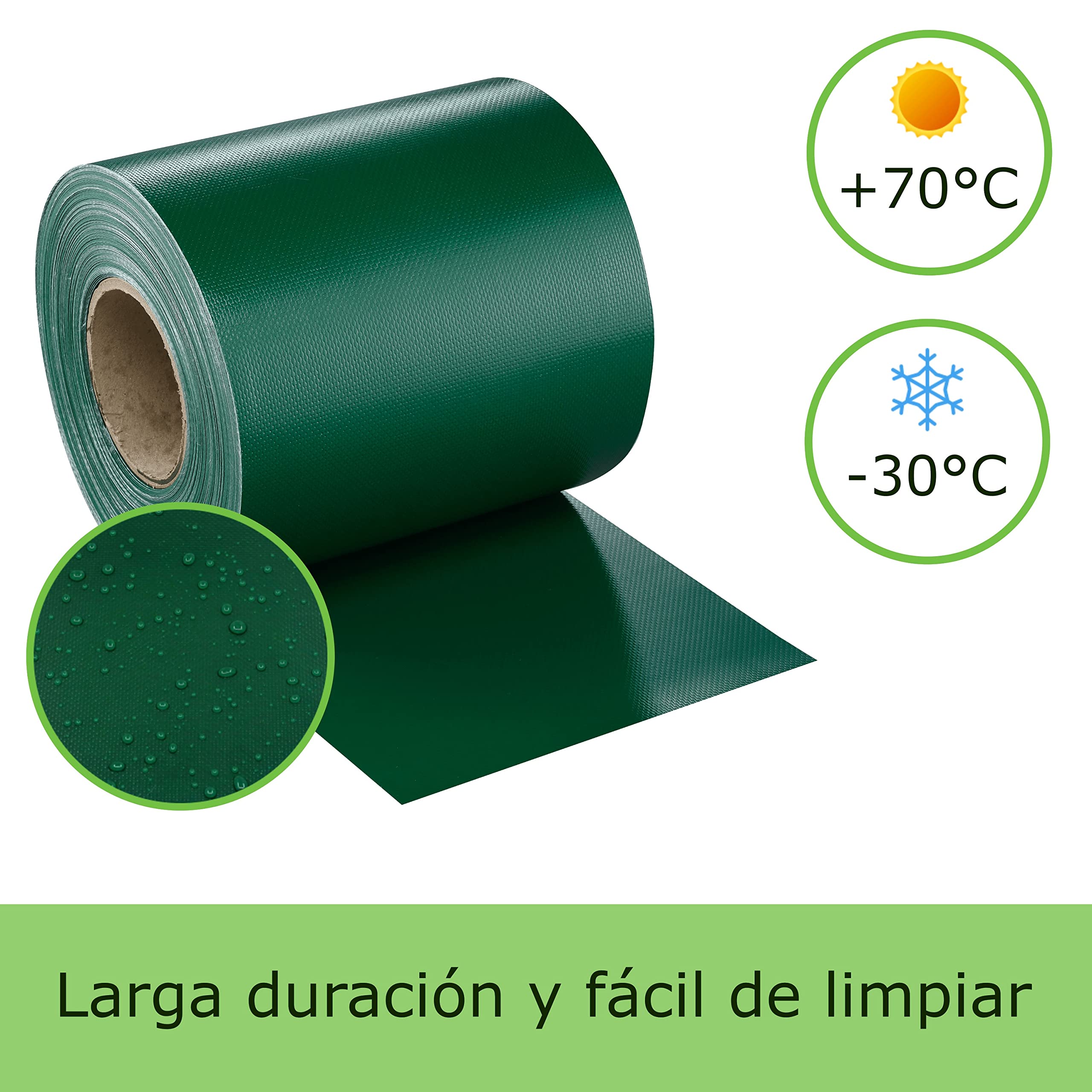 Workinghouse PVC pantalla de privacidad tiras para valla de doble piquete - 650g 35m x 19cm - valla de privacidad valla de jardín pantalla de privacidad película de valla - incl. 26 clips (Verde)