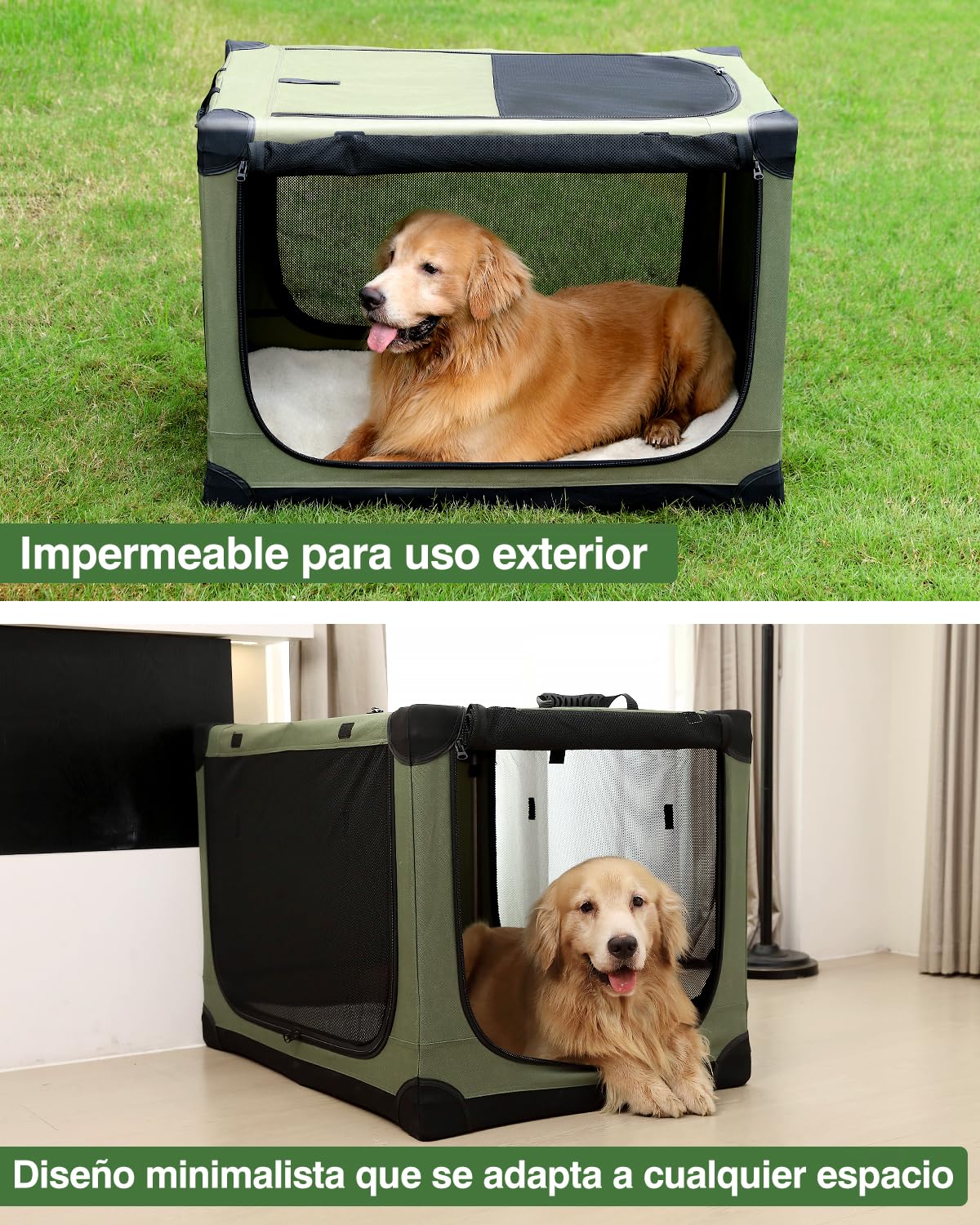 derimkcoa Jaula de viaje plegable para perros de 106 x 78 x 78 cm, jaula de viaje portátil y suave de instalación rápida para perros grandes de hasta 36 kg, caja de viaje plegable de 4 puertas con