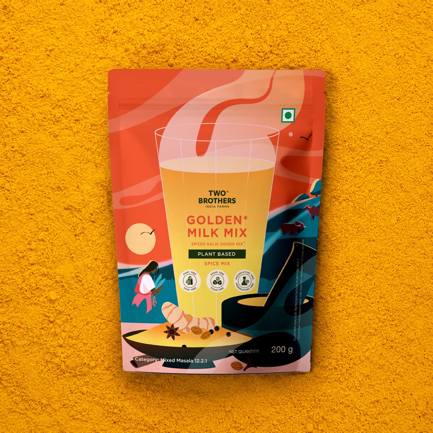 Two Brothers Golden Milk Powder (200 g) | No Additives Spice Blend 2