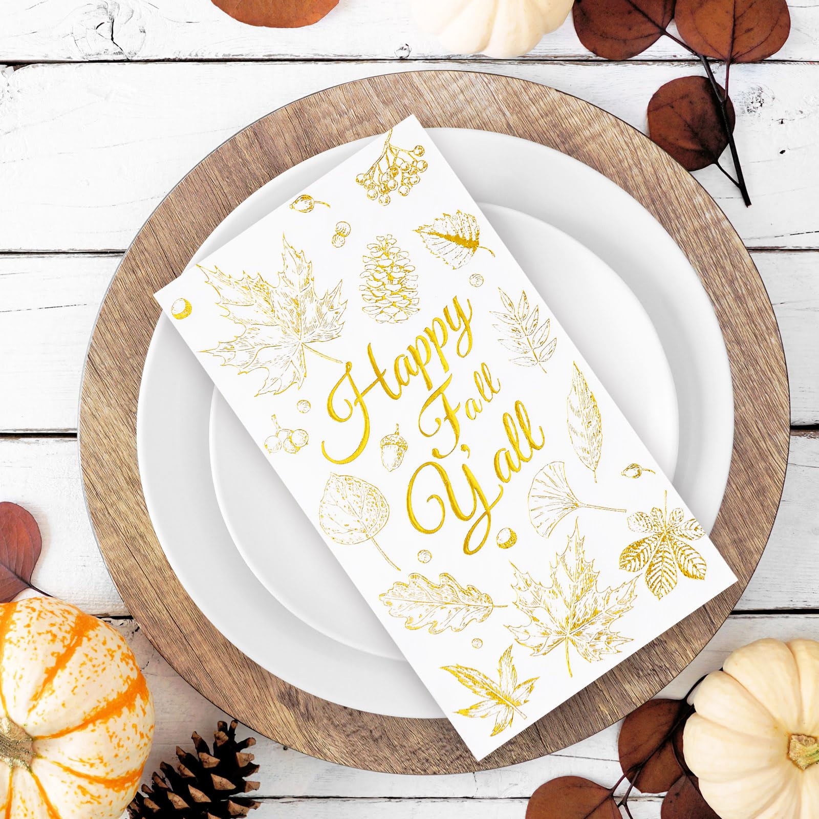 Whaline 100 Herbst-Servietten – Papierservietten Mit Kürbis & Blättern, Für Erntedank & Partys