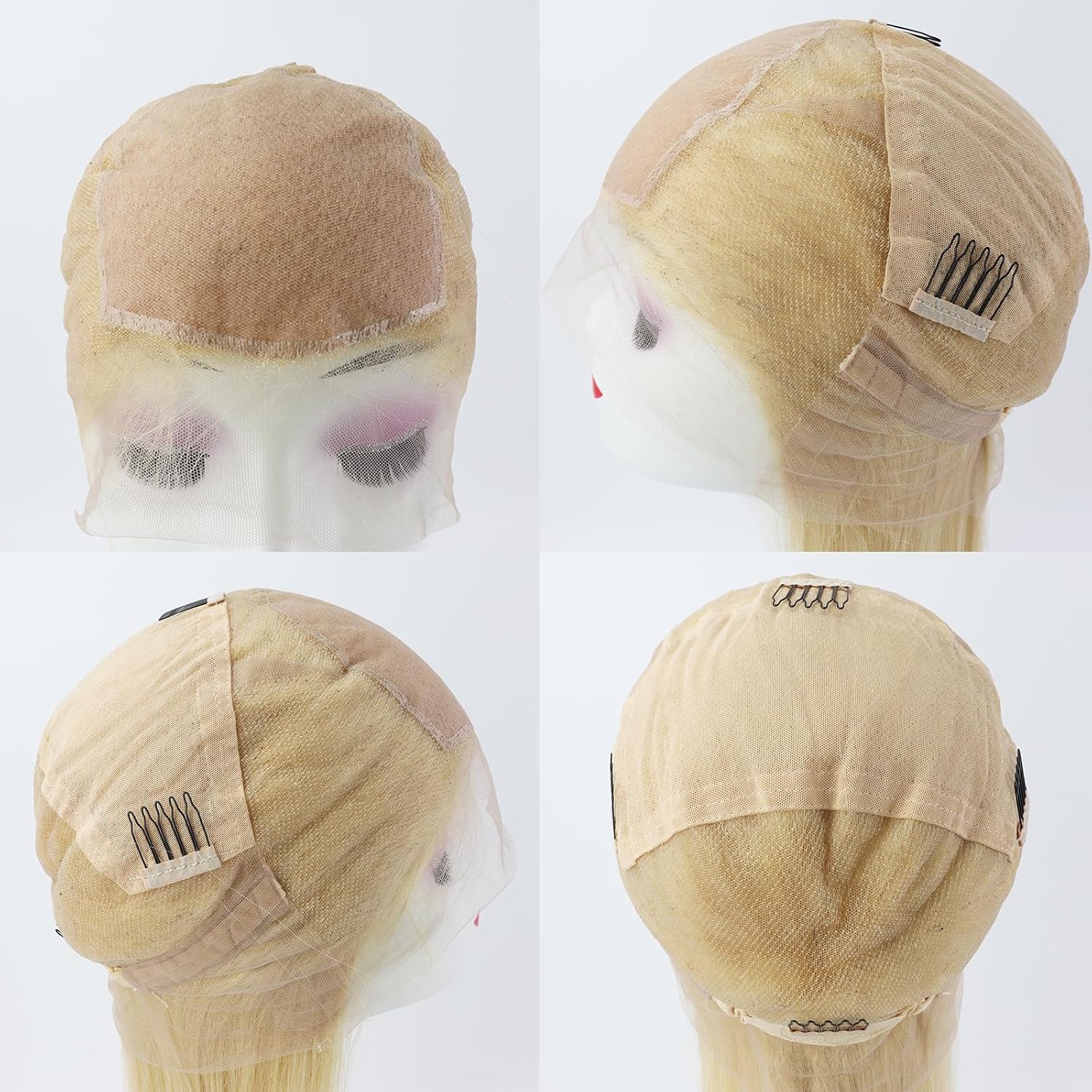 #613 Light Blonde Human Hair Wig Silk Top Full Lace Remy Hair Glueless Invisible Lace Pre Plucked Bleached Knots For Women (Light Blonde, 26inch)