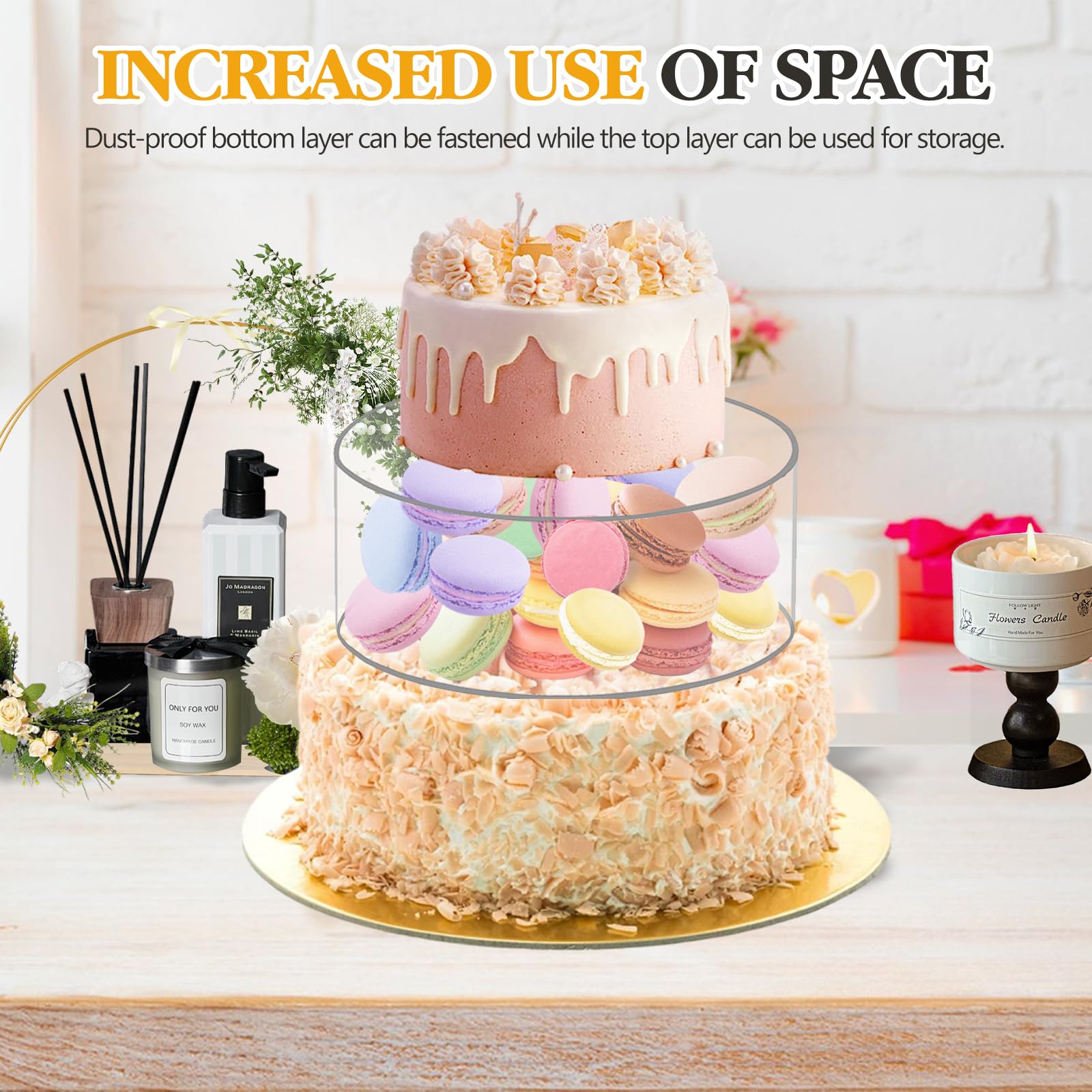 Soporte Tarta Bases,3PCS Soportes de Pastel Acrílicos para Mesa de Postres,Cilindro Rellenable Transparente,Nivel Redondo para Cupcakes con Luces LED Decorativas para Cumpleaños,Bodas y Fiestas