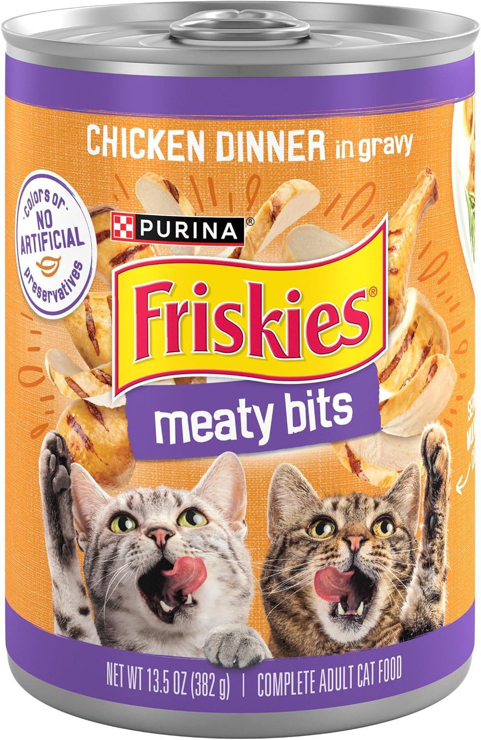 Friskies Purina Meaty Bits Chicken Dinner in Gravy Multi Cat Wet Cat Food - 13.5 Ounces (Pack of 12)