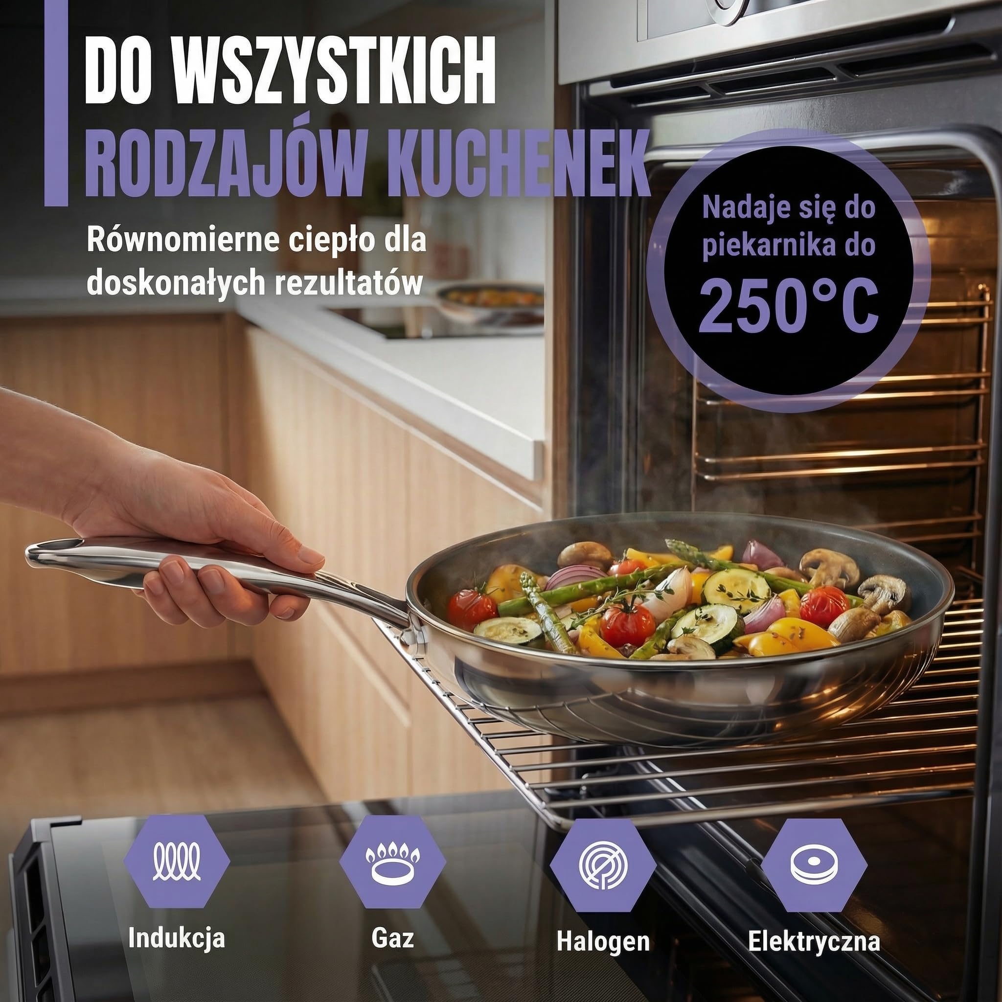 Patelnia ceramiczna 32 cm, powłoka ceramiczna | 5 warstw - 3 mm - 1,67 kg | do indukcji, nieprzywierająca, bez PFAS i PTFE | Można myć w zmywarce i używać w piekarniku do 250°C