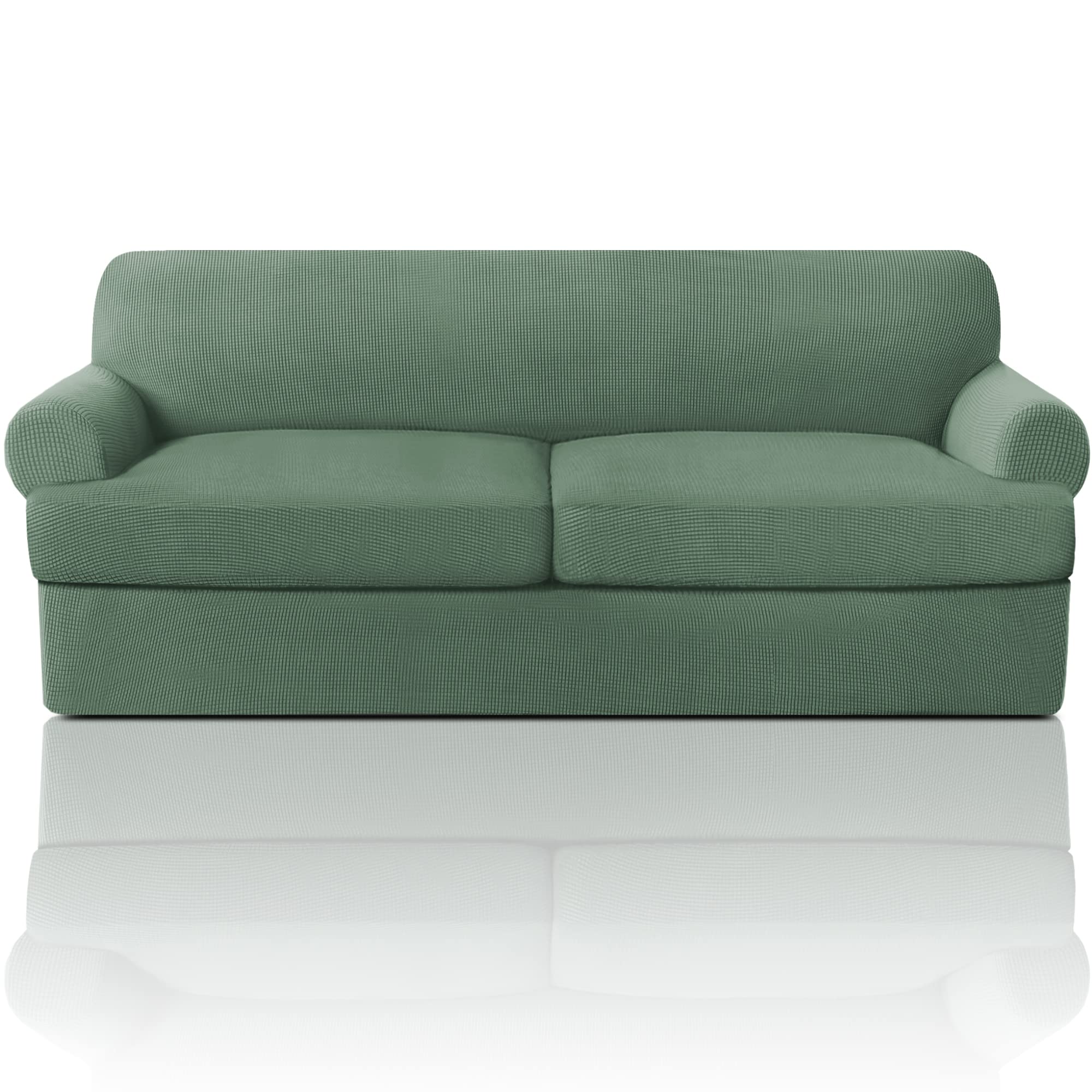 PrinceDeco T Cushion Sofa Slipcover 3 Pieces Sofa Covers for T Cushion Couch Soft Couch Cover Sofa Slip Covers (70"-88") Furniture Covers with 2