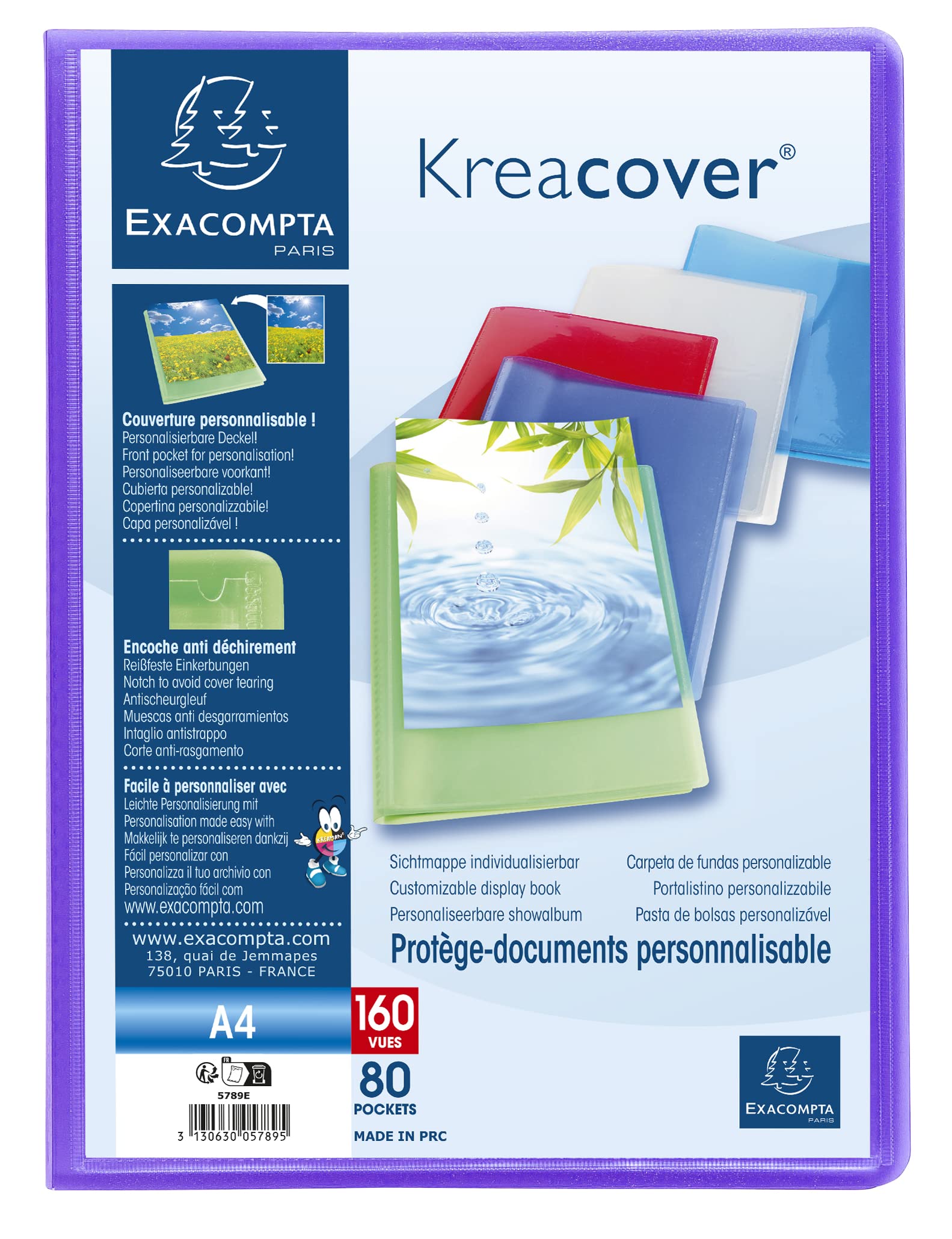 Exacompta Kreacover półsztywna książeczka ekspozycyjna PP, A4, 80 kieszeni - różne kolory, 8 sztuk