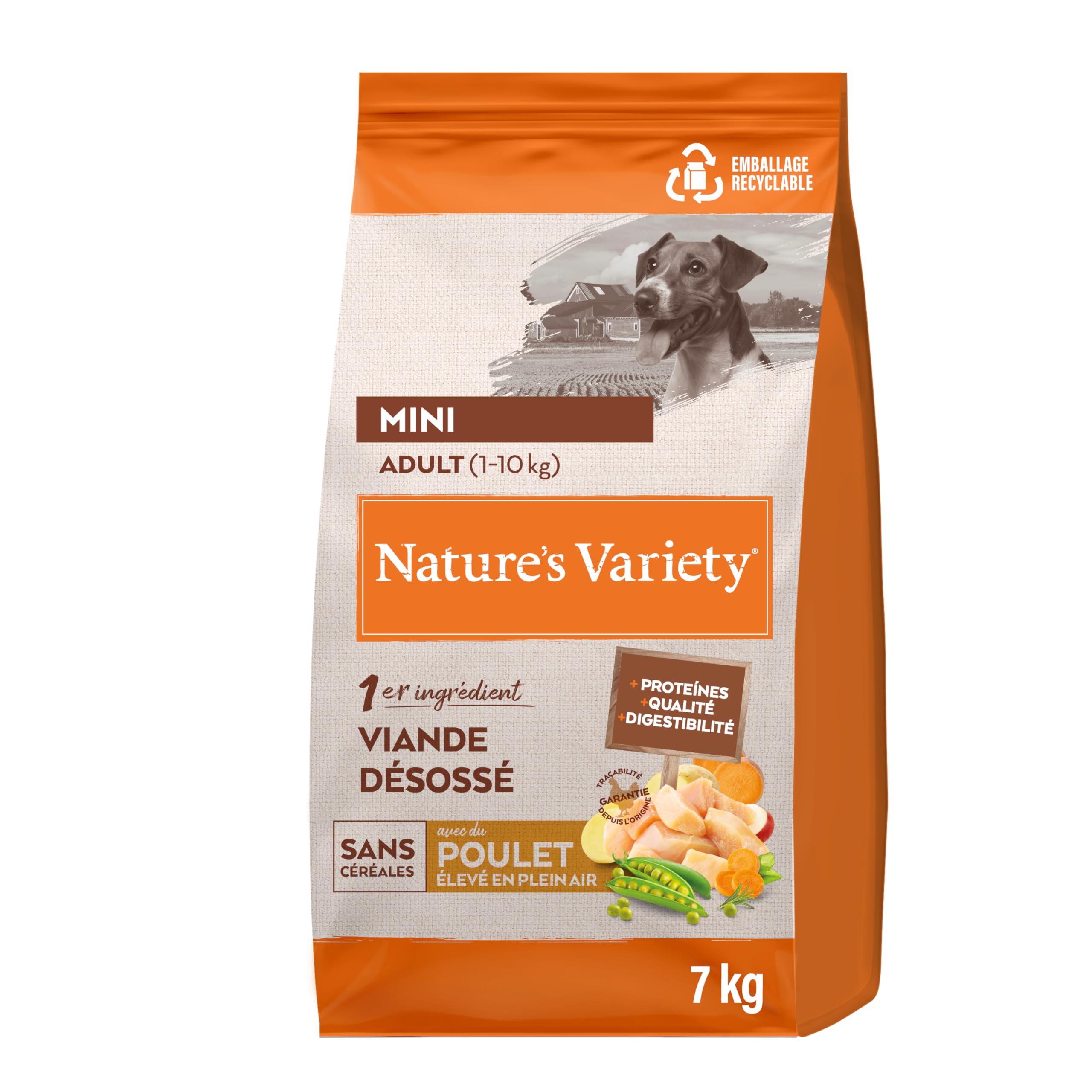 Nature's Variety No Grain Croquettes pour Chiens Adultes Mini - Poulet - 7kg