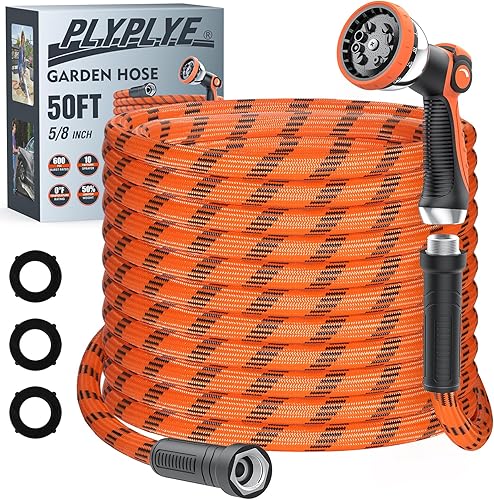 Manguera de jardín flexible de 58 x 50 pies, manguera de agua ligera no expandible, con rociador de 10 patrones, para todo tipo de clima, duradera,