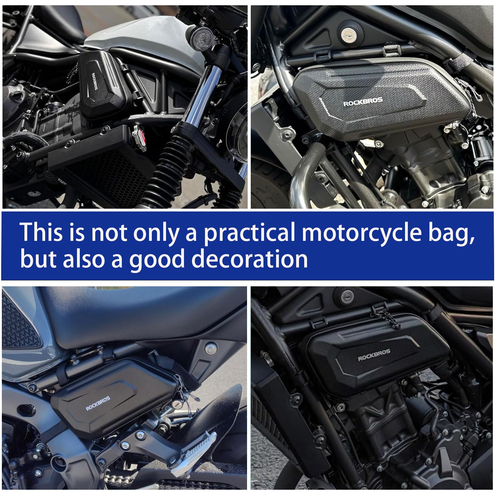 WOOGA borsa laterale modificata per moto borsa laterale a triangolo impermeabile borsa rigida a conchiglia 3.5 Gal (1.5 L) per Ho&nda REBEL CMX 250 CMX 300 CMX500 CMX 1100 (Borsa sinistra)
