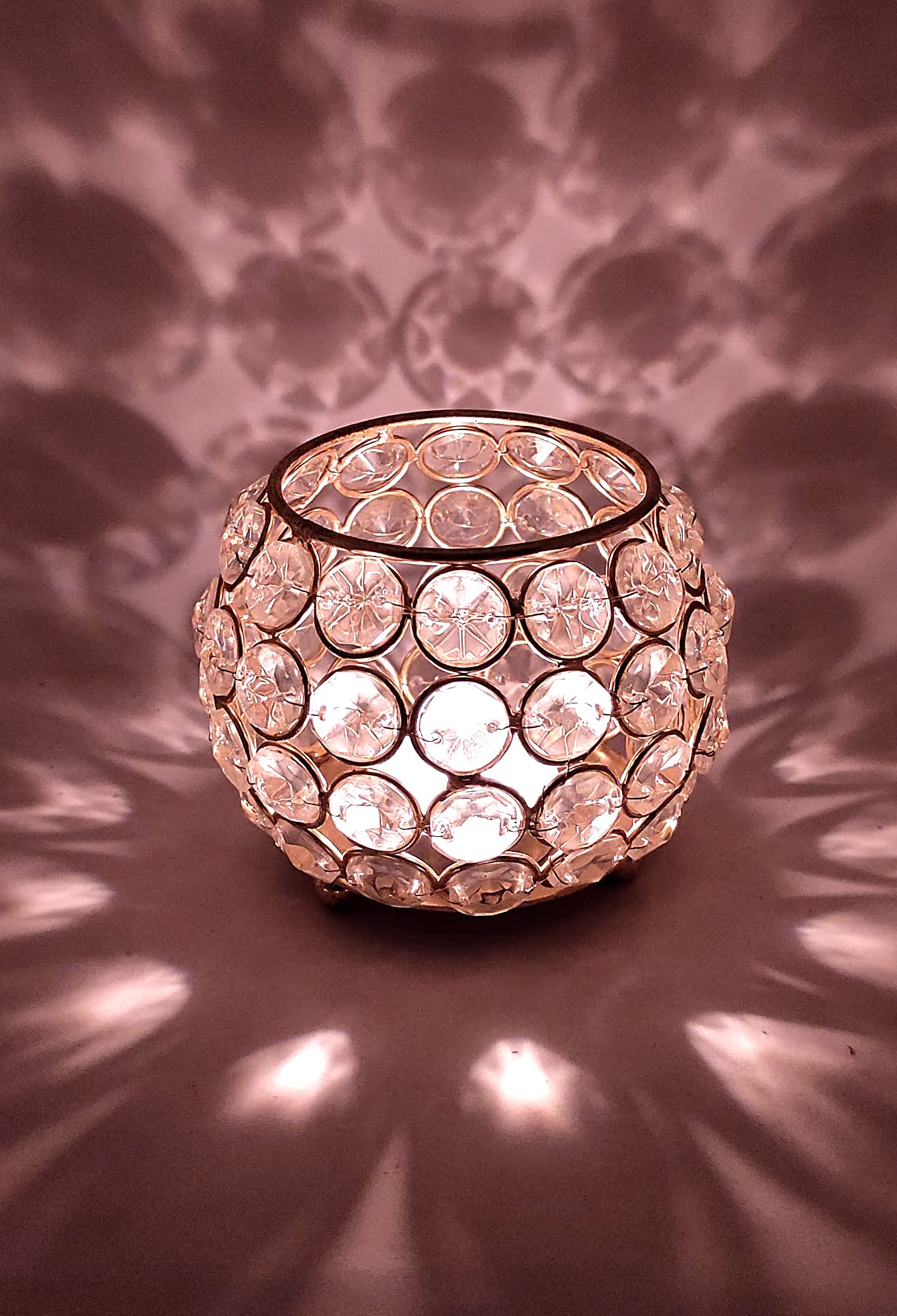 Akanksha Arts Decorative Crystal Tealight - Rare Decor - 9 cms Diameter 2