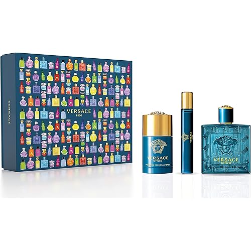 Versace Eros for Men Eau de Toilette, Deodorant or Travel Spray, Aromatic Fougere, (3.4 + 2.5 + 0.3) Oz, 6.2 Oz, 3 Count