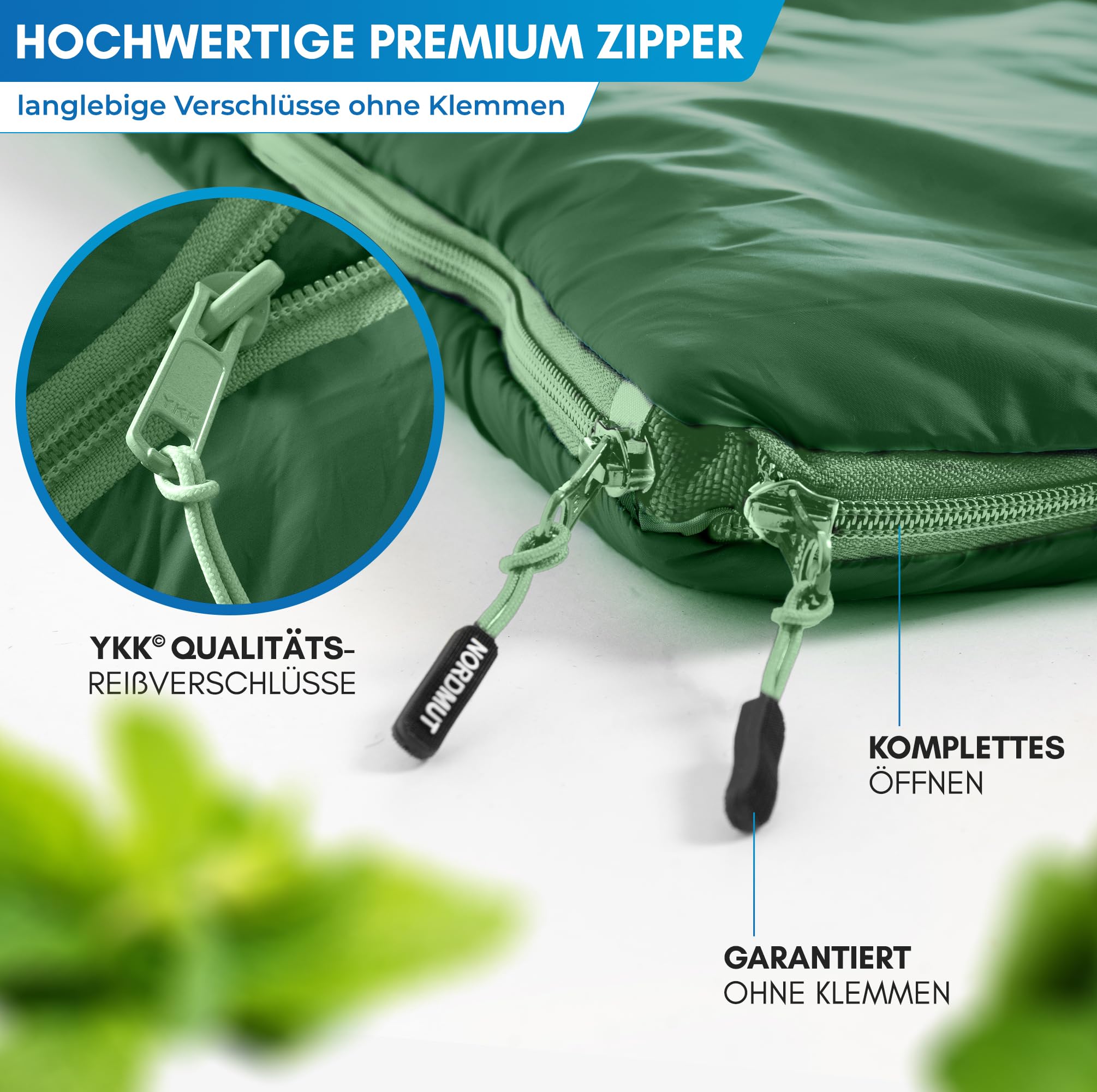 NORDMUT® Doppelschlafsack XXL inkl. Premium YKK Zwei-Wege-Reißverschluss – Kuschliger Schlafsack 2 Personen extra breit & groß – Doppelschlafsack 2 Personen mit optimaler Isolierung