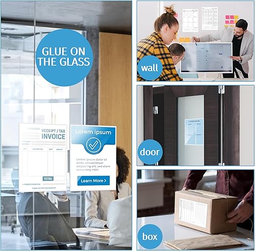 Miniatura 4 de 100 bolsillos autoadhesivos para exhibición, fundas de papel de 8.5 x 11 pulgadas para comunicación de pared y puerta, protectores de hojas