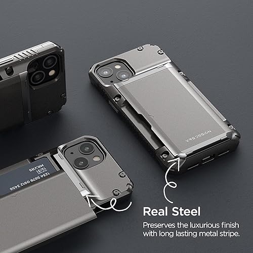 Miniatura 2 de VRS Design Funda compatible con iPhone 13 (6.1 pulgadas) con tarjetero Damda Glide Pro, resistente cartera semiautomática con ranura para tarjetas 4