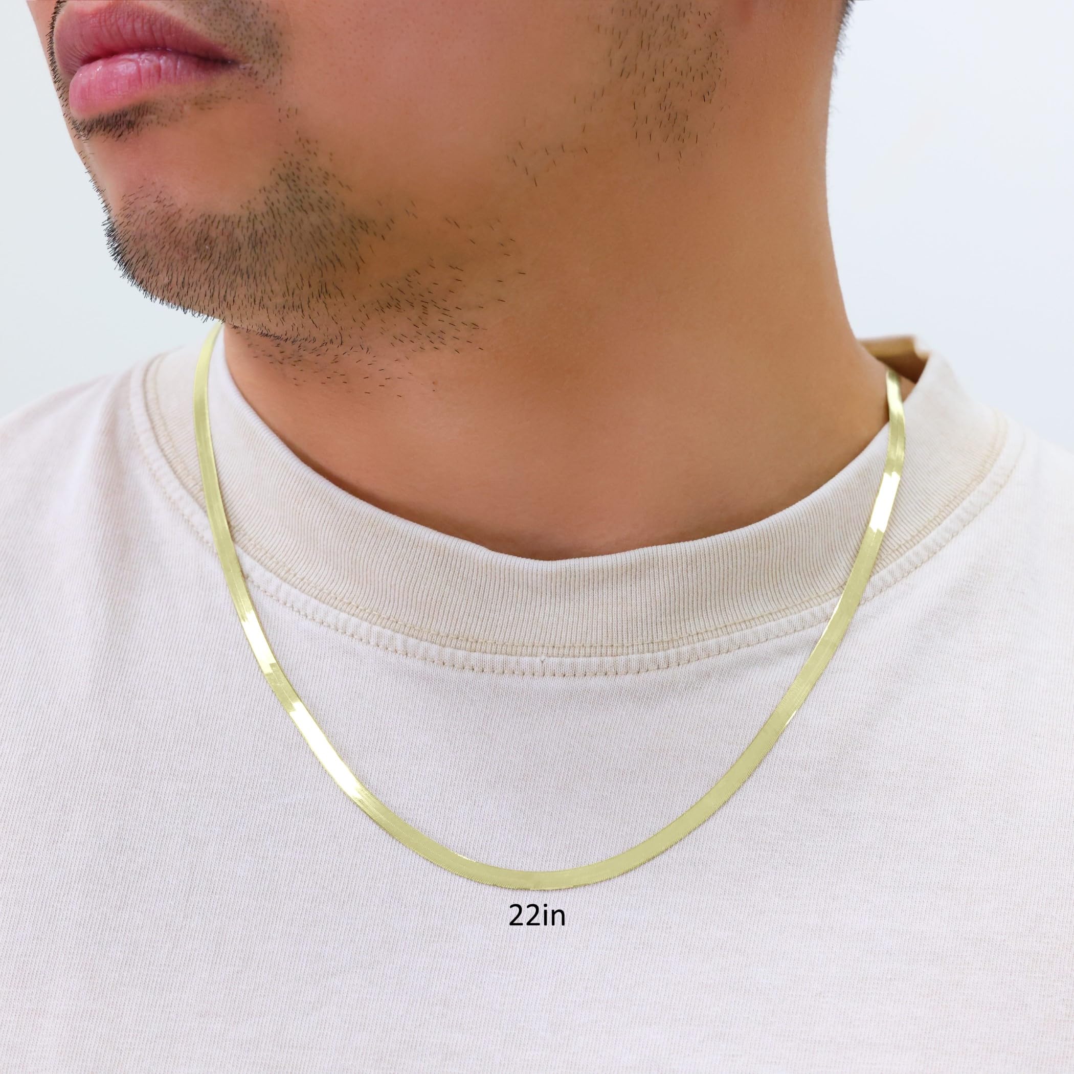 Nuragold Collier flexible en or jaune véritable 14 carats à chevrons de 4