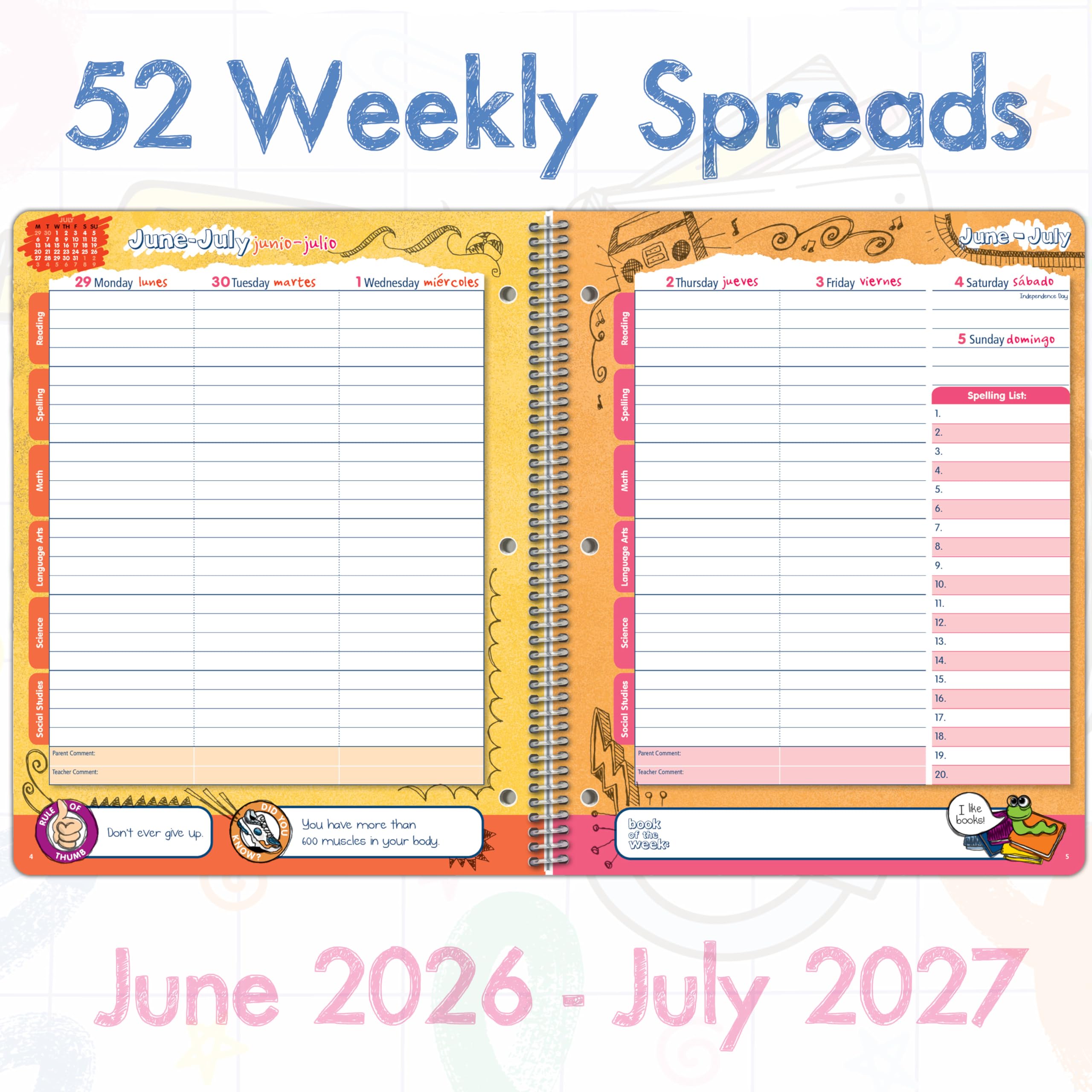 Schülerplaner für Grundschüler 2026-27, erstellen, 8,5 x 11