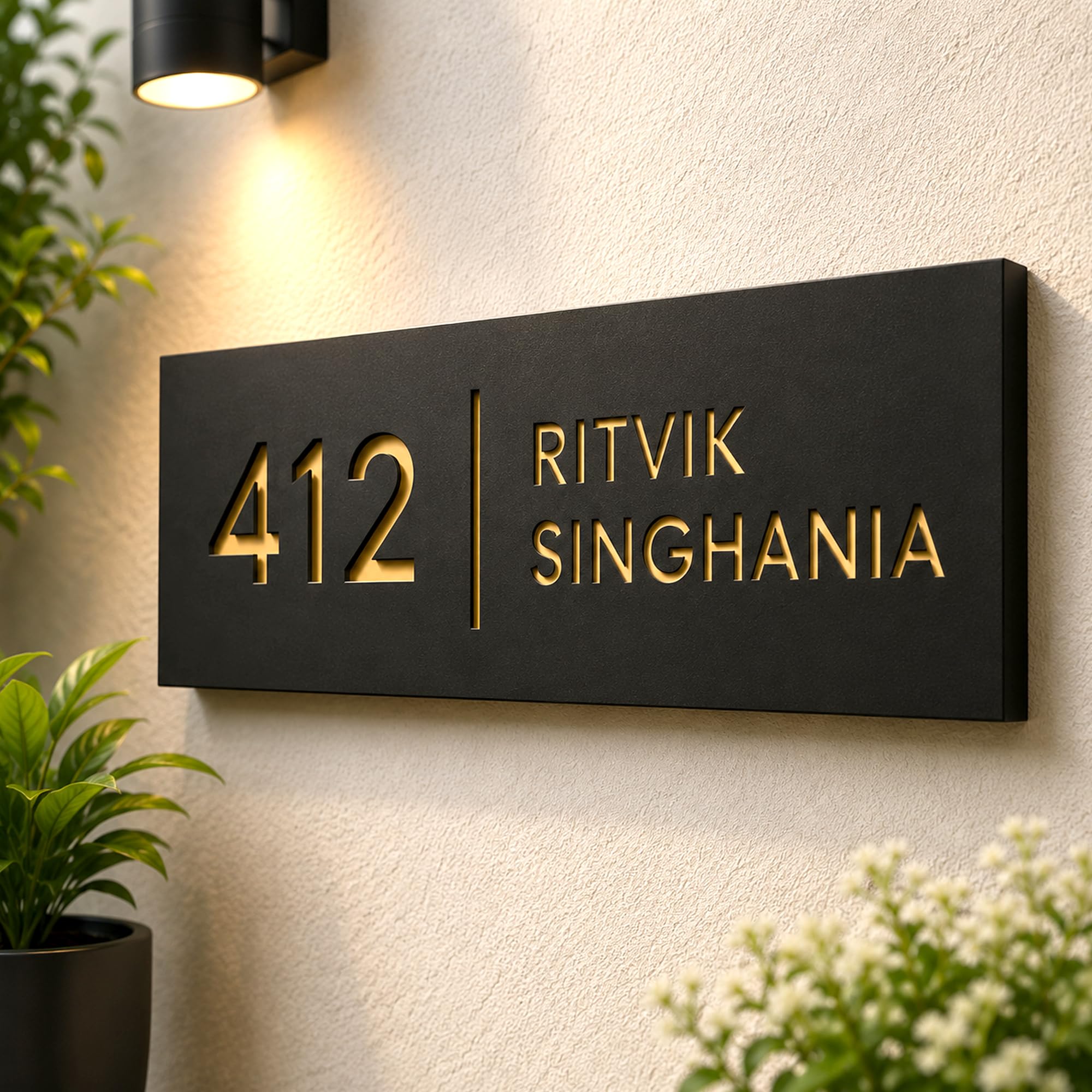 Customized Acrylic Name Plate for Home Entrance – Personalized Door Name Board with Gold, Rose Gold and Silver Letters | Modern House Name Sign for Home, Apartment, Flat & Office | Outdoor Name Plate | Housewarming Gift-image-13